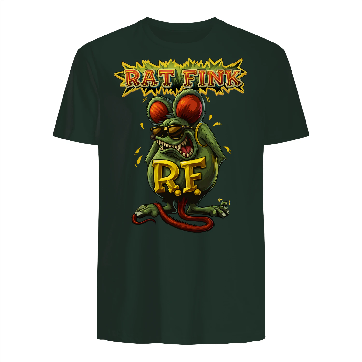 Funny RAT FINK Hot Rod 🐀🔥 Rat Fink with SUNGLASSES Horror Spooky Rat Vintage Kustom Kulture Cartoon Car Tee