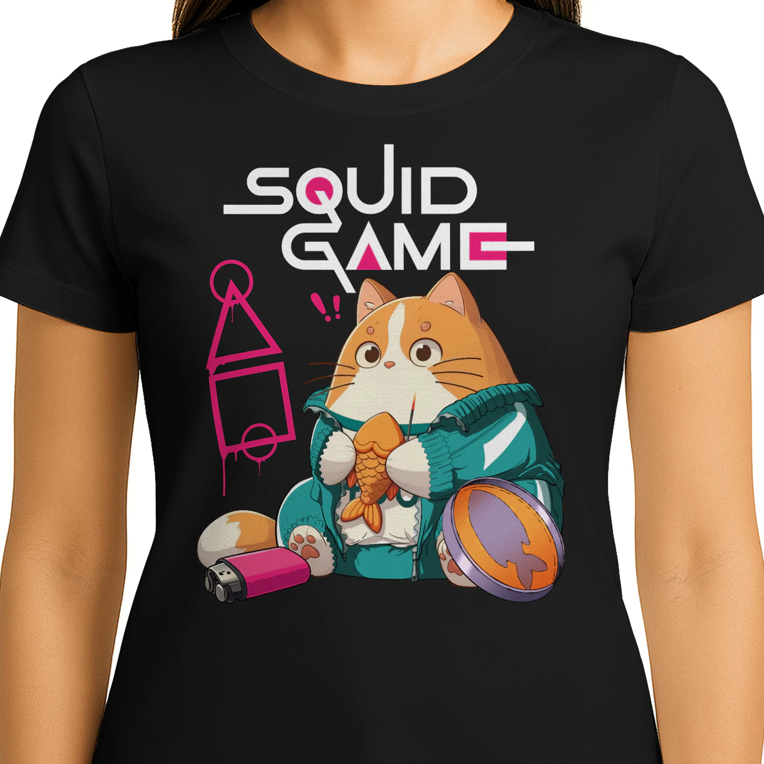Squid Game Kawaii Cat Dalgona Candy T-Shirt, Cute Korean Survival Game Fan Gift 🐱🍬 Buy Now!