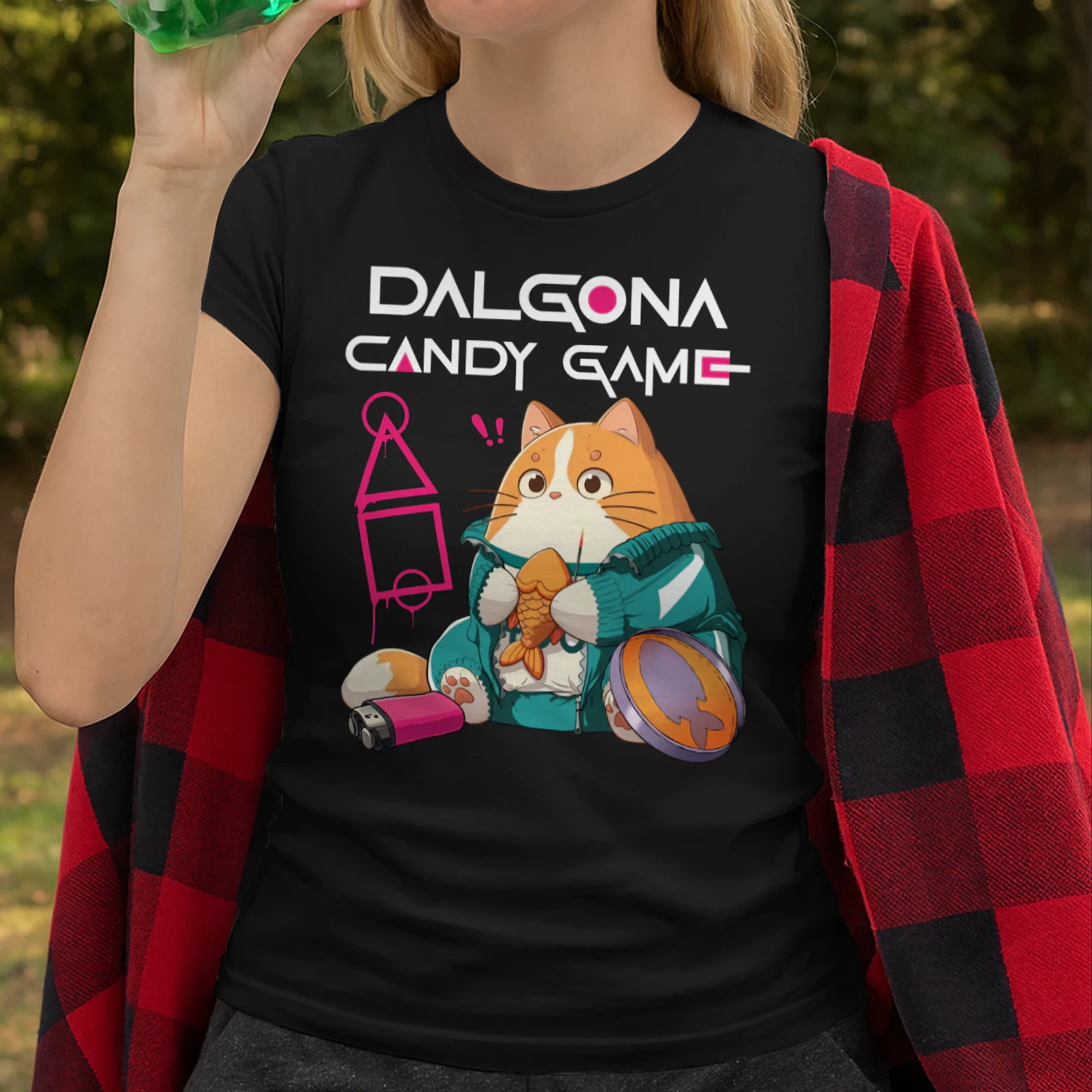 Squid Game Kawaii Cat Play Dalgona Candy Game– Cute Korean Honeycomb Candy Gamer Cat