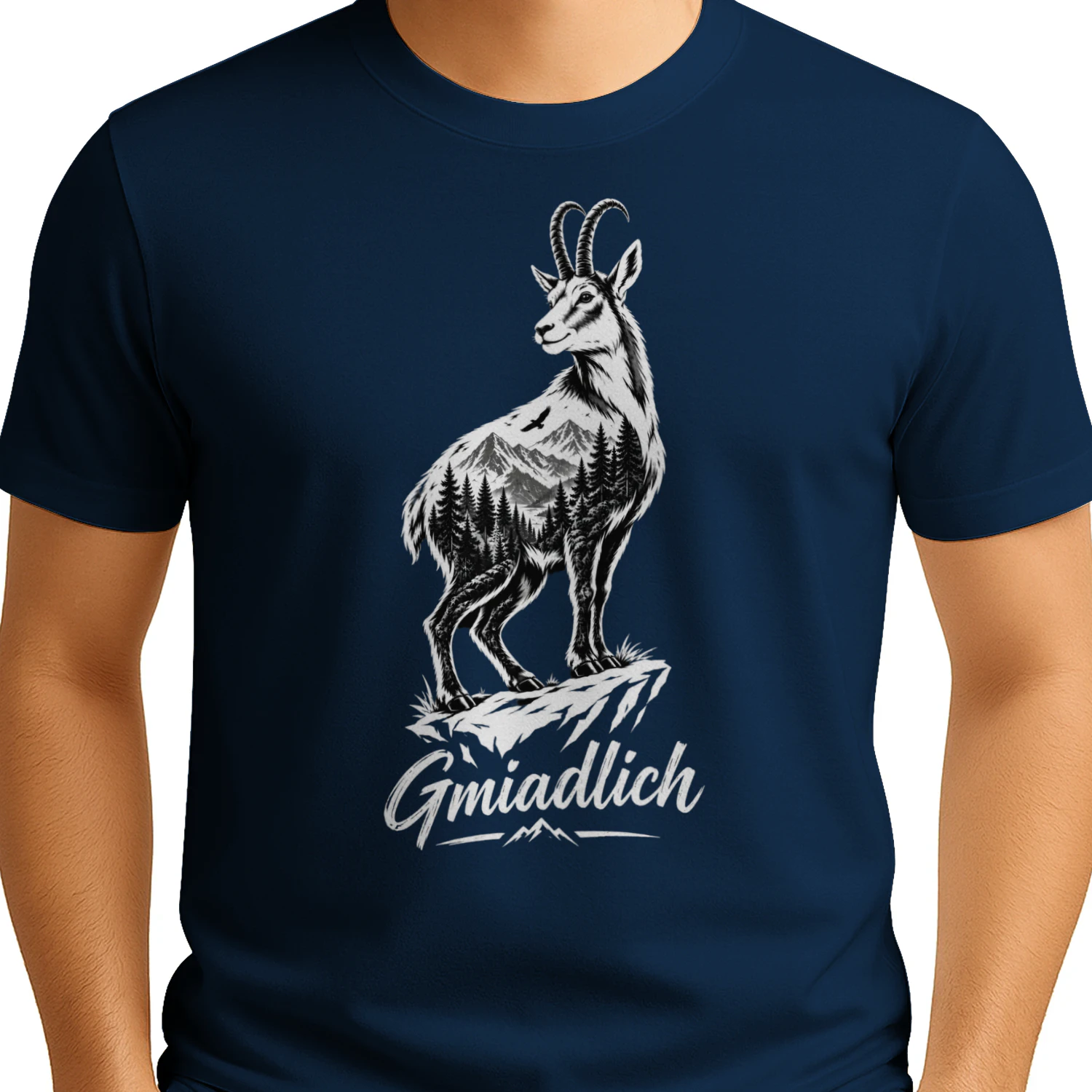 "Gmiadlich" Steinbock T-Shirt – Alpen Design für Bergfexen & Ötis