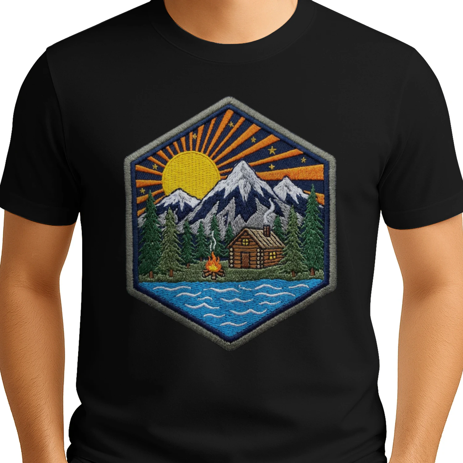 Berghütte Lagerfeuer T-Shirt