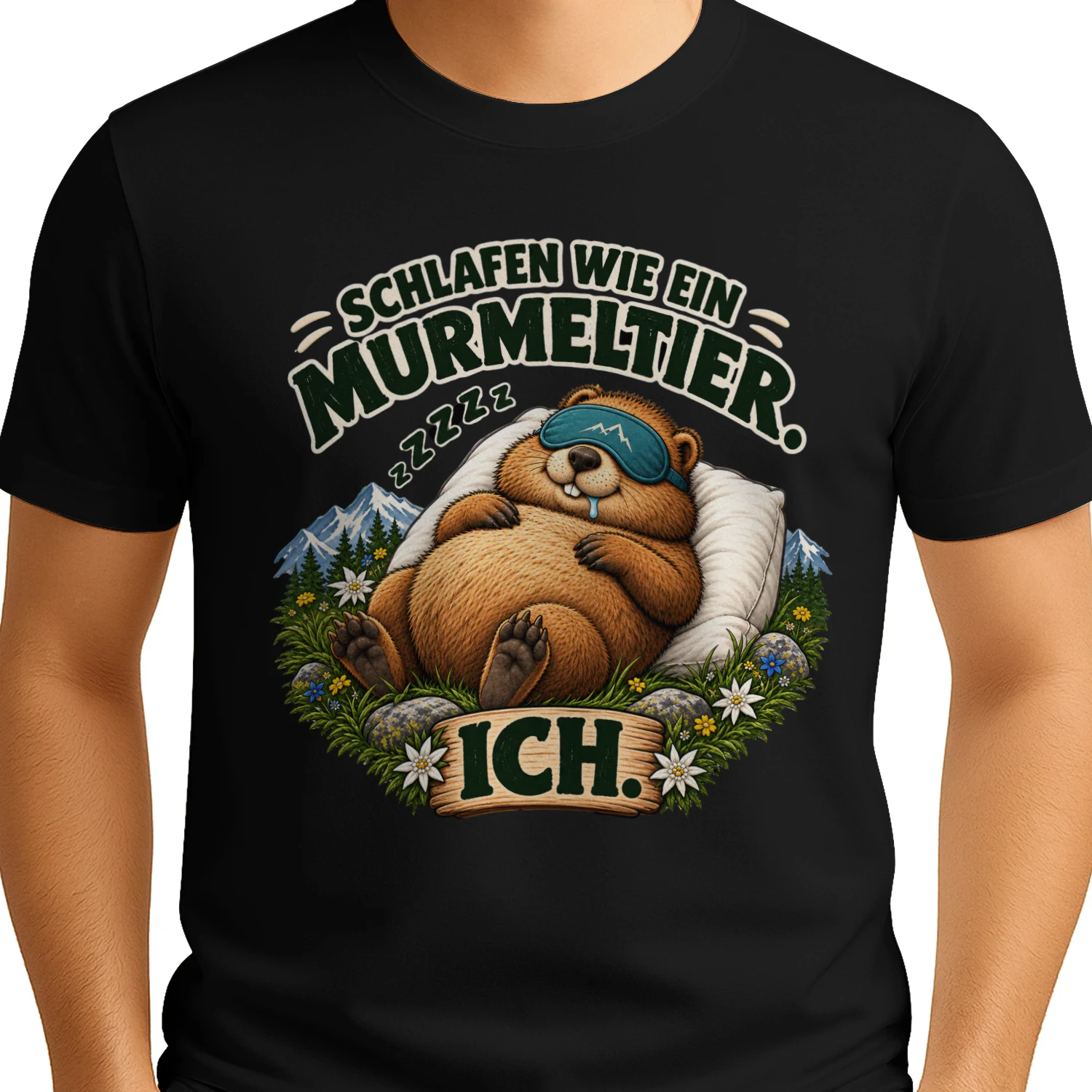 Lustiges T-Shirt mit Murmeltier-Motiv, Alpen-Design