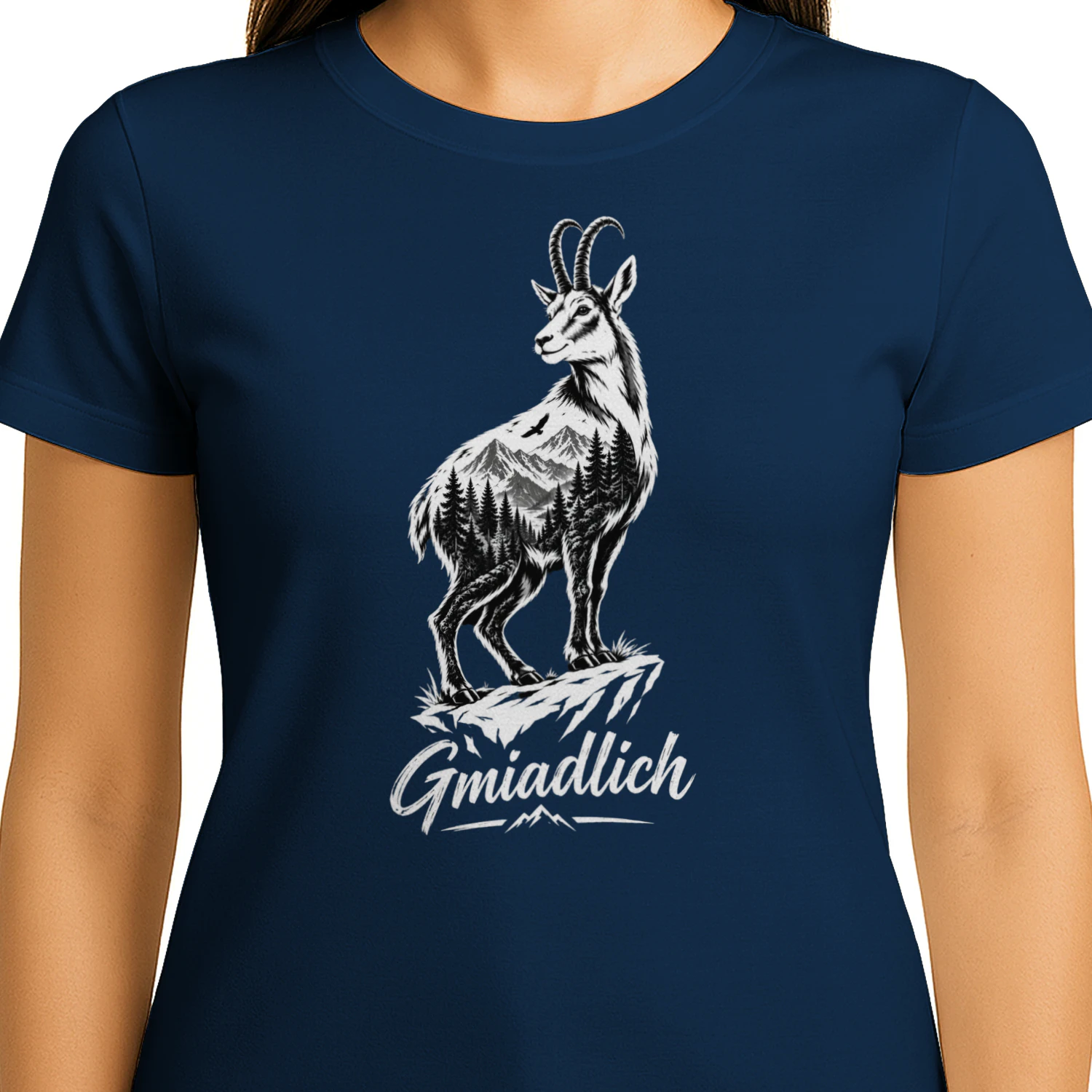 "Gmiadlich" Steinbock T-Shirt – Alpen Design für Bergfexen & Ötis