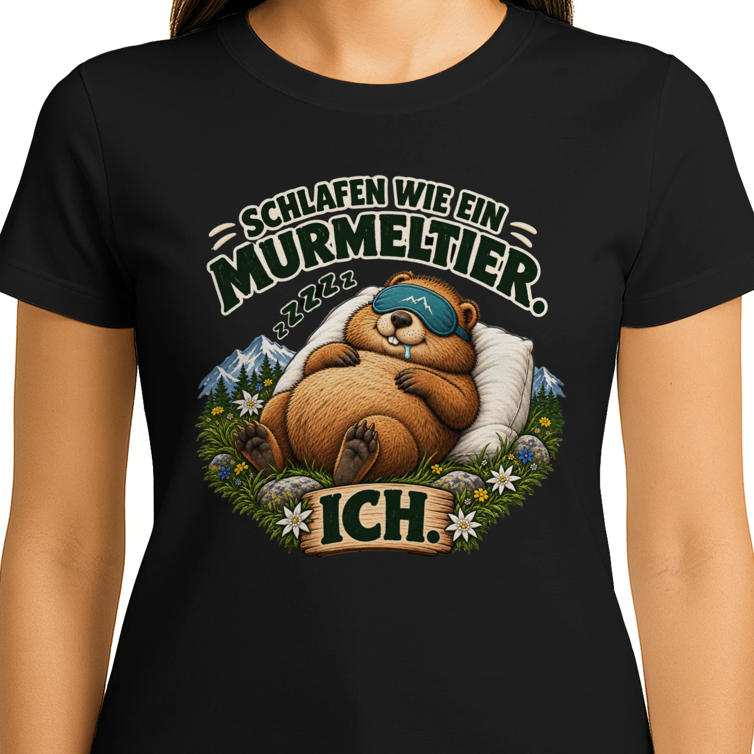 Lustiges T-Shirt mit Murmeltier-Motiv, Alpen-Design