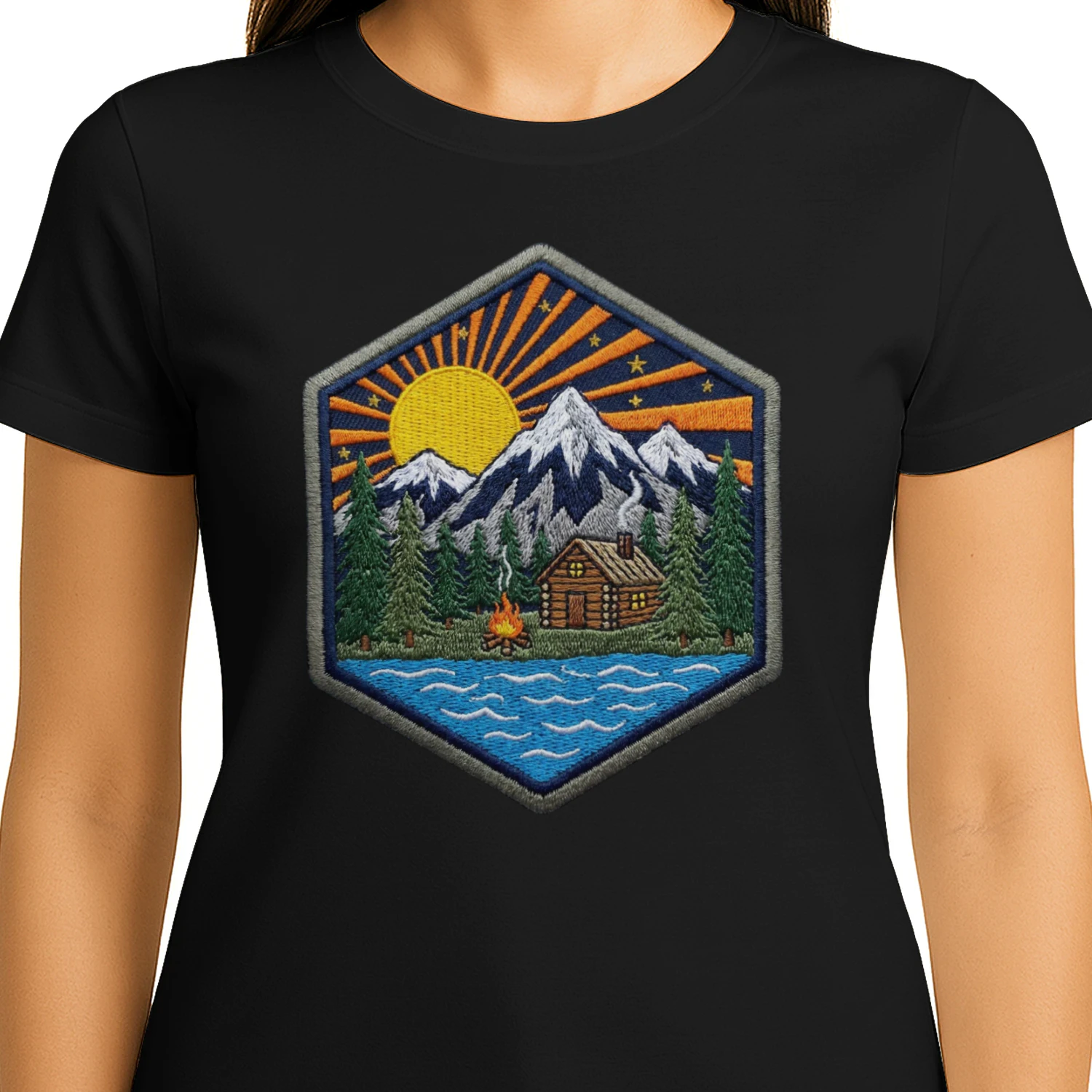 Berghütte Lagerfeuer T-Shirt