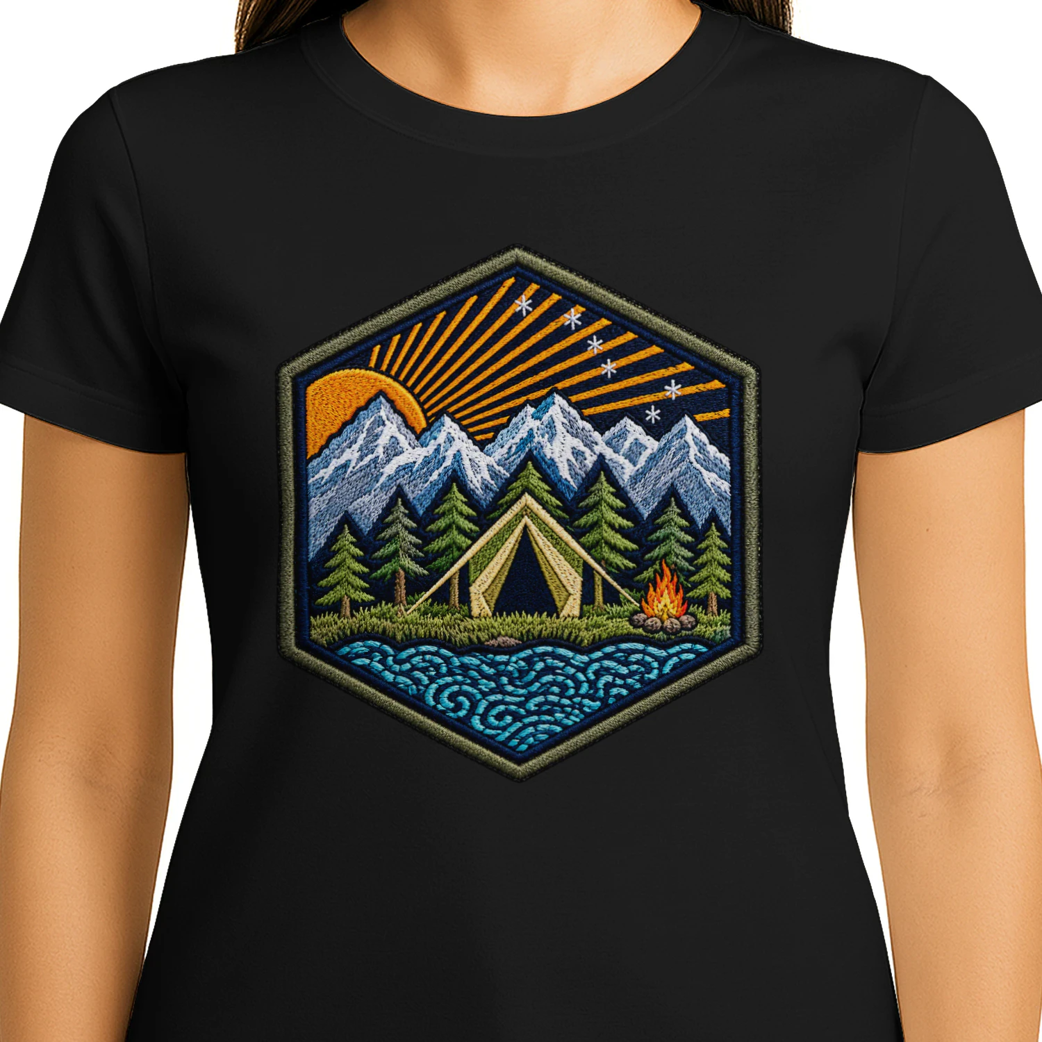 Zelten Berge Lagerfeuer T-Shirt – Camping, Outdoor, Natur