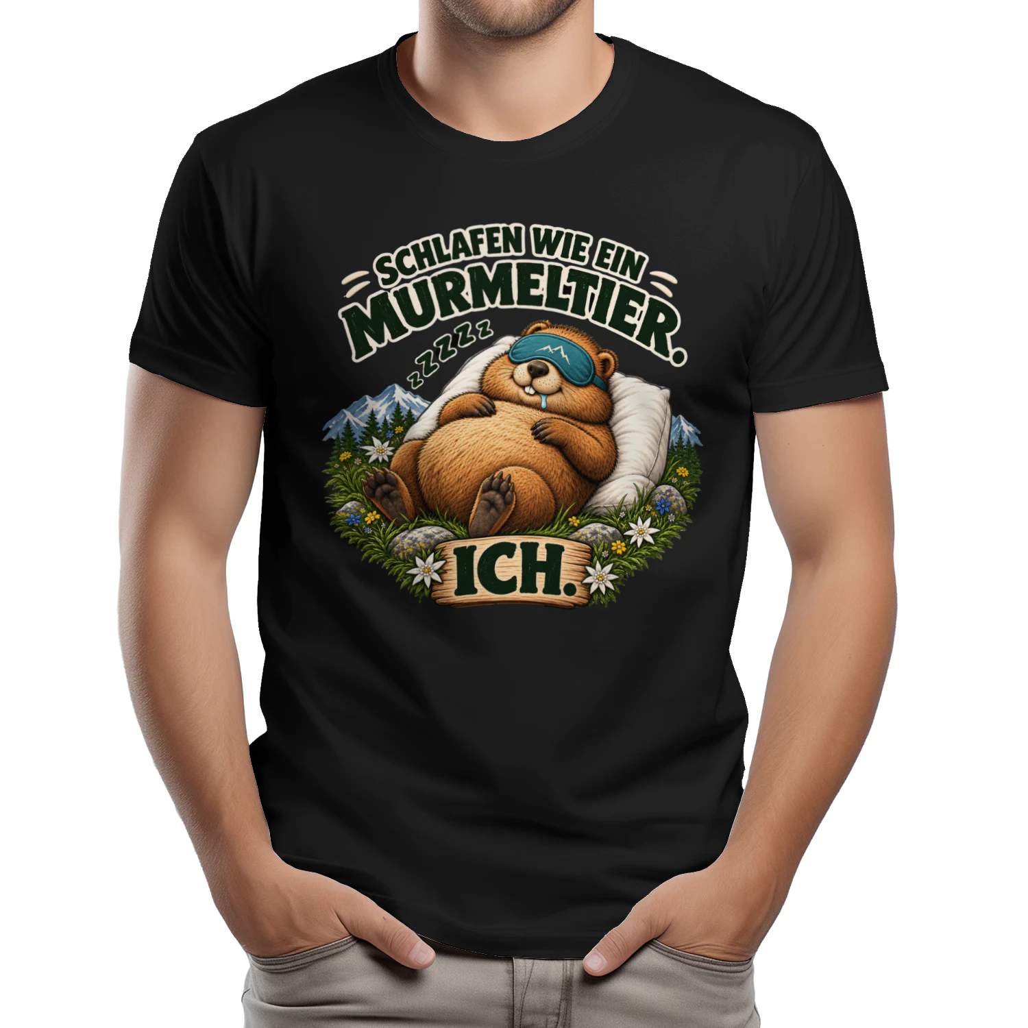 Lustiges T-Shirt mit Murmeltier-Motiv, Alpen-Design