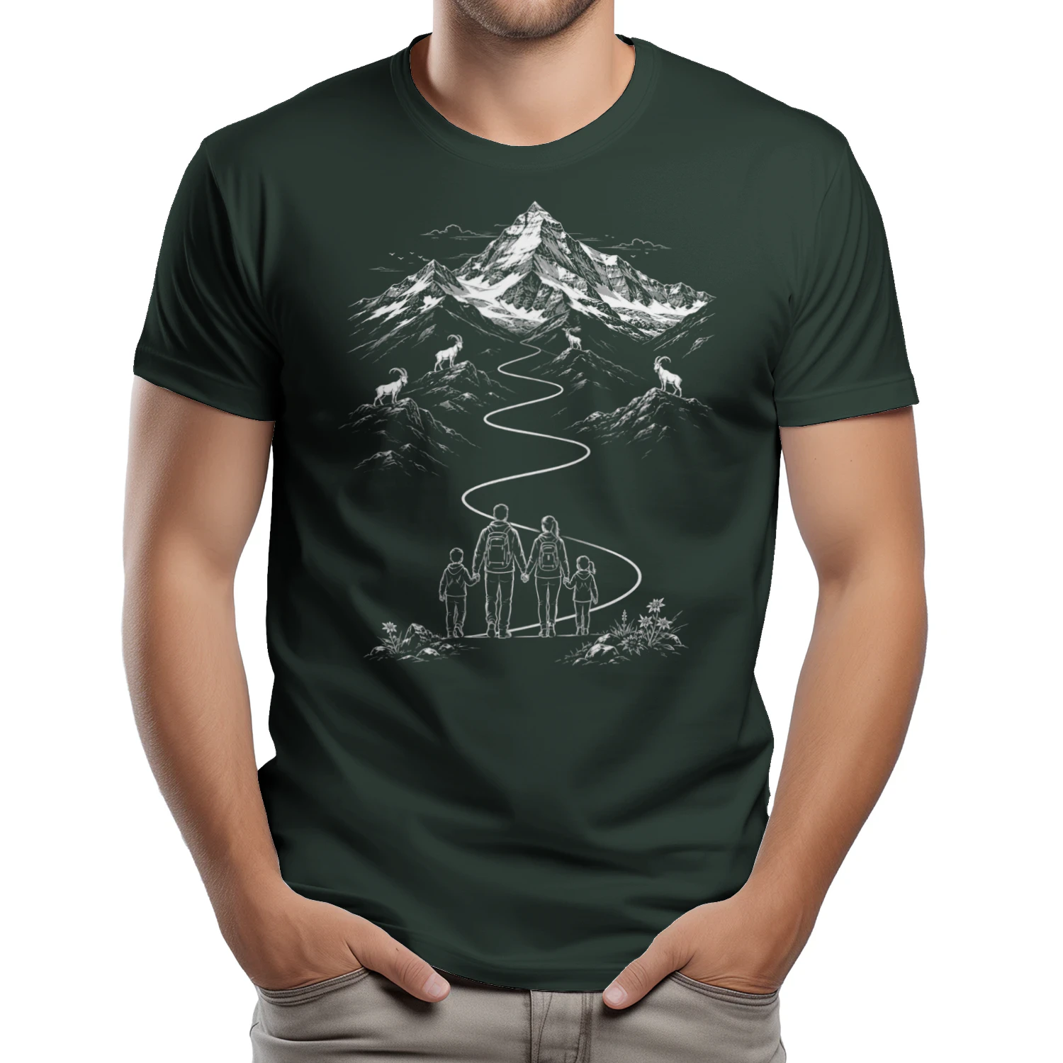 Familien Wanderung – Steinbock Alpen T-Shirt