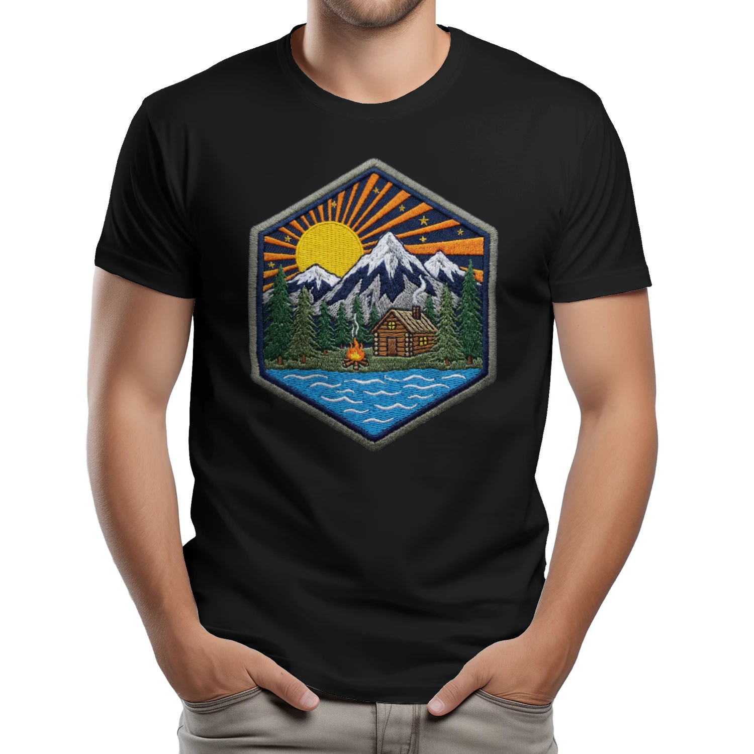 Berghütte Lagerfeuer T-Shirt
