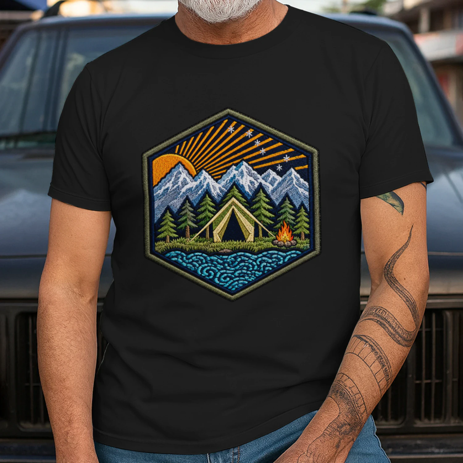 Zelten Berge Lagerfeuer T-Shirt – Camping, Outdoor, Natur