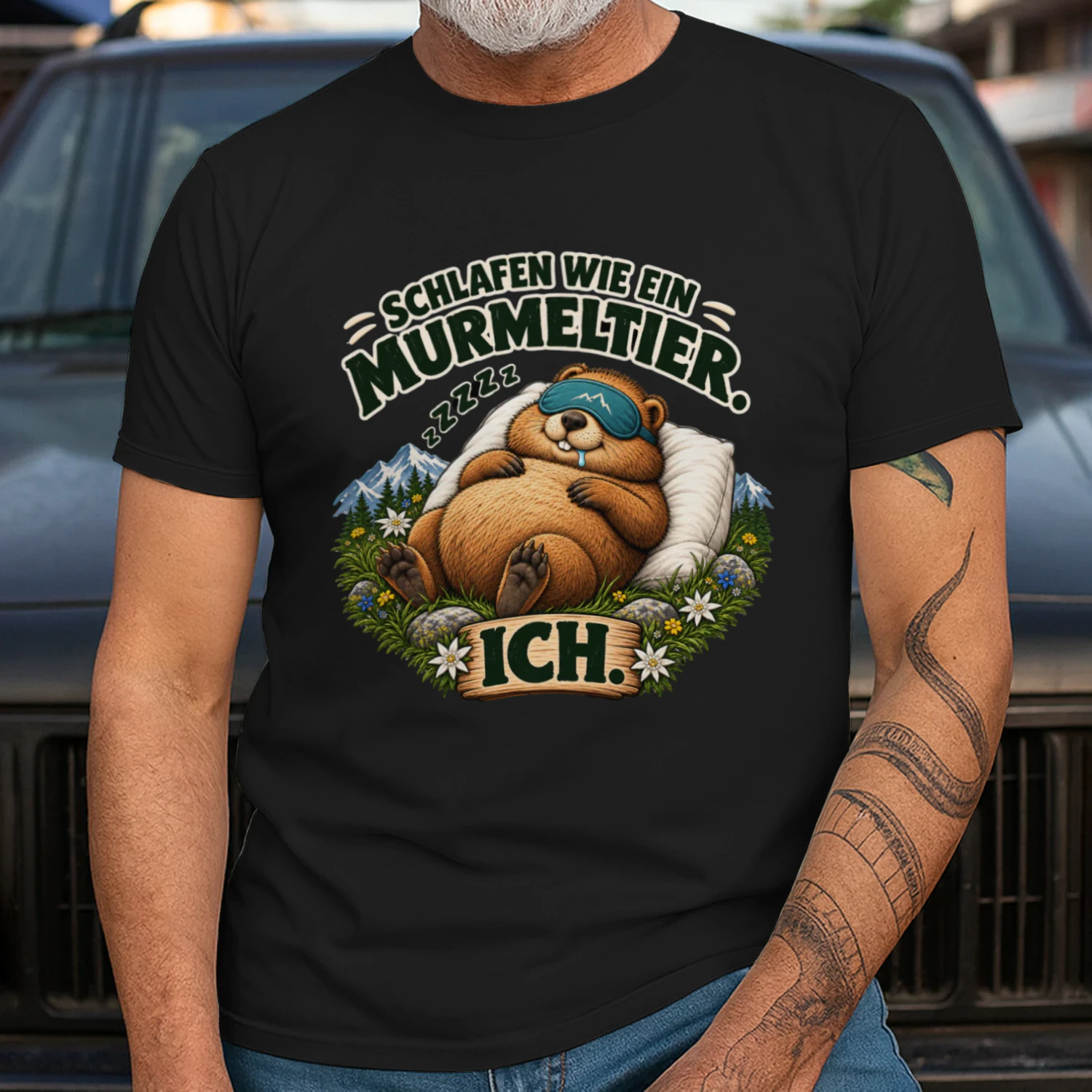 Lustiges T-Shirt mit Murmeltier-Motiv, Alpen-Design