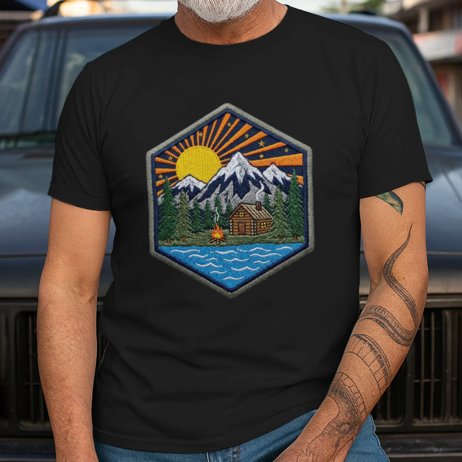 Berghütte Lagerfeuer T-Shirt