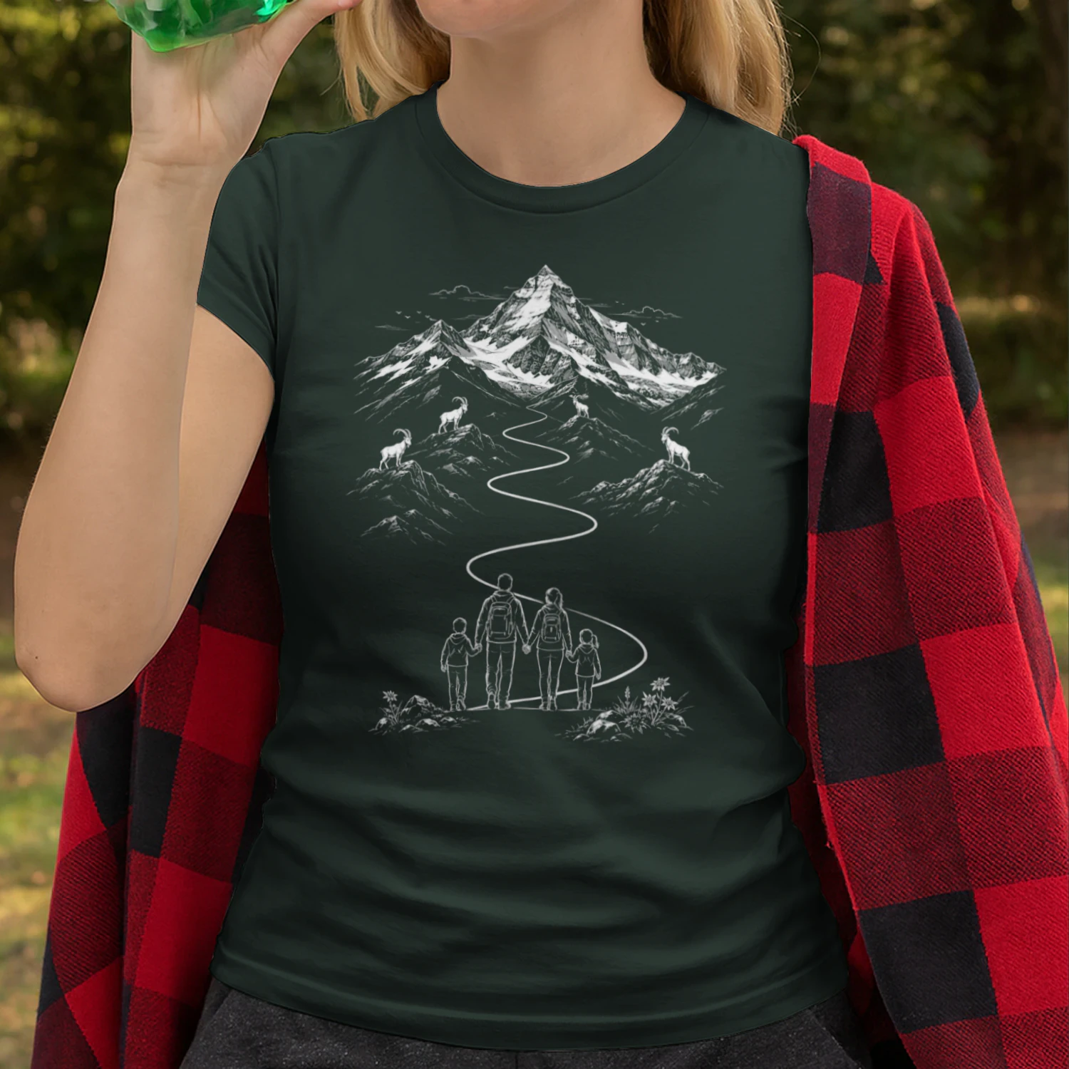 Familien Wanderung – Steinbock Alpen T-Shirt