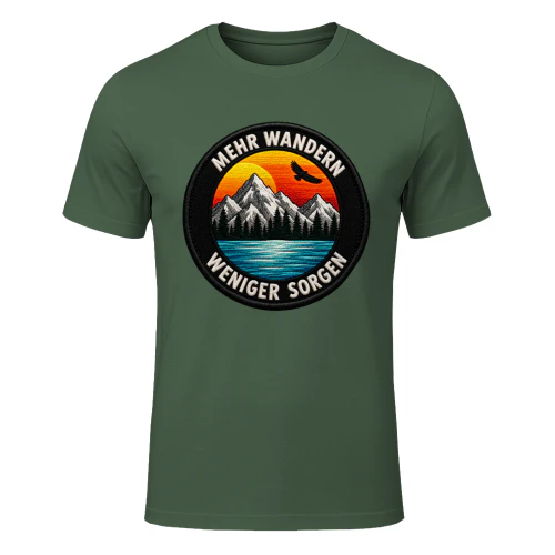 Mehr Wandern Weniger Sorgen T-Shirt – Berge, Adler, Outdoor