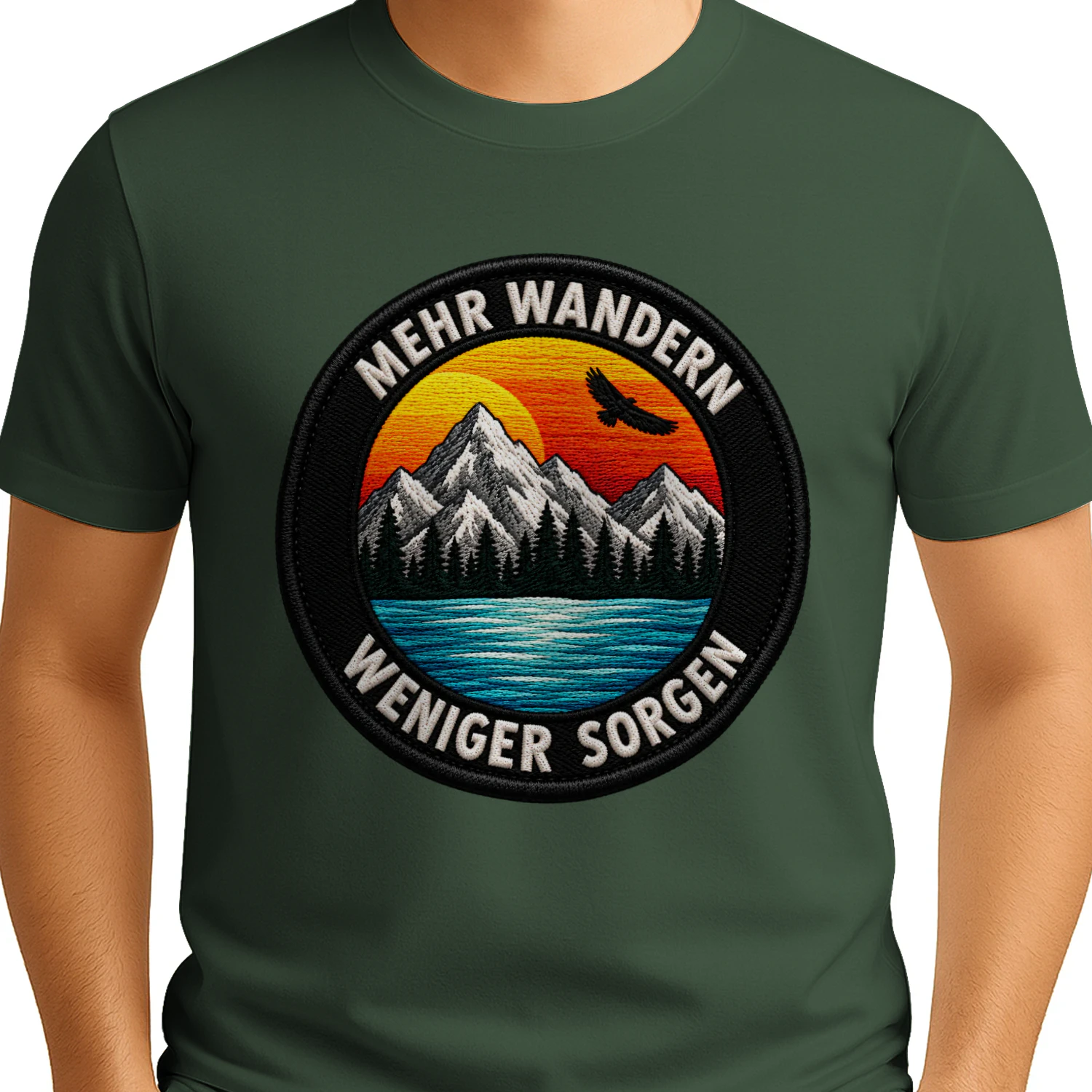 Mehr Wandern Weniger Sorgen T-Shirt – Berge, Adler, Outdoor