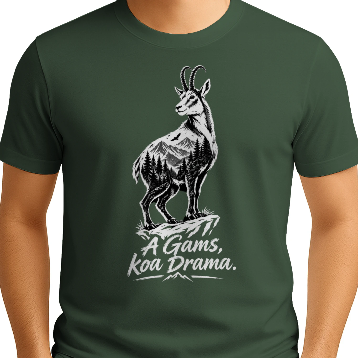 Steinbock T-Shirt "Alpenglück" – Freigestelltes Gams Design für Trachten & Outdoor Fans