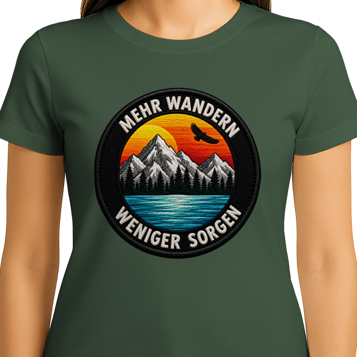 Mehr Wandern Weniger Sorgen T-Shirt – Berge, Adler, Outdoor