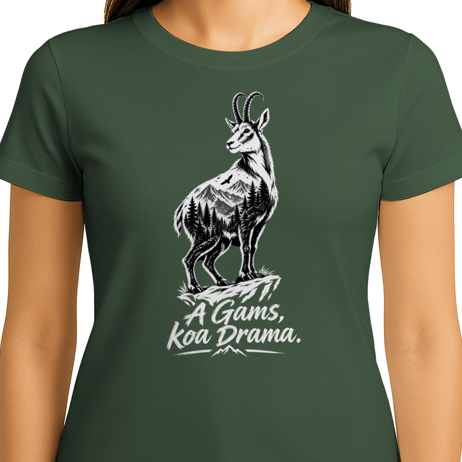 Steinbock T-Shirt "Alpenglück" – Freigestelltes Gams Design für Trachten & Outdoor Fans