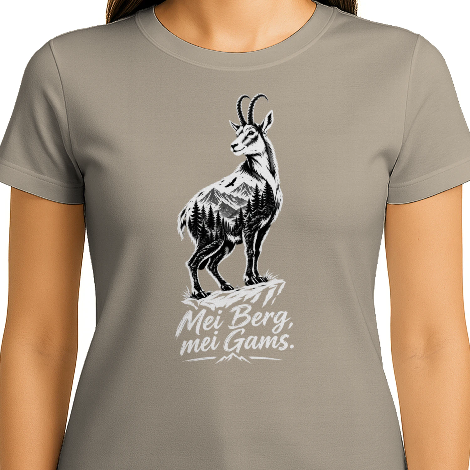 "Mei Berg, mei Gams." T-Shirt – Alpen Design für echte Bergler