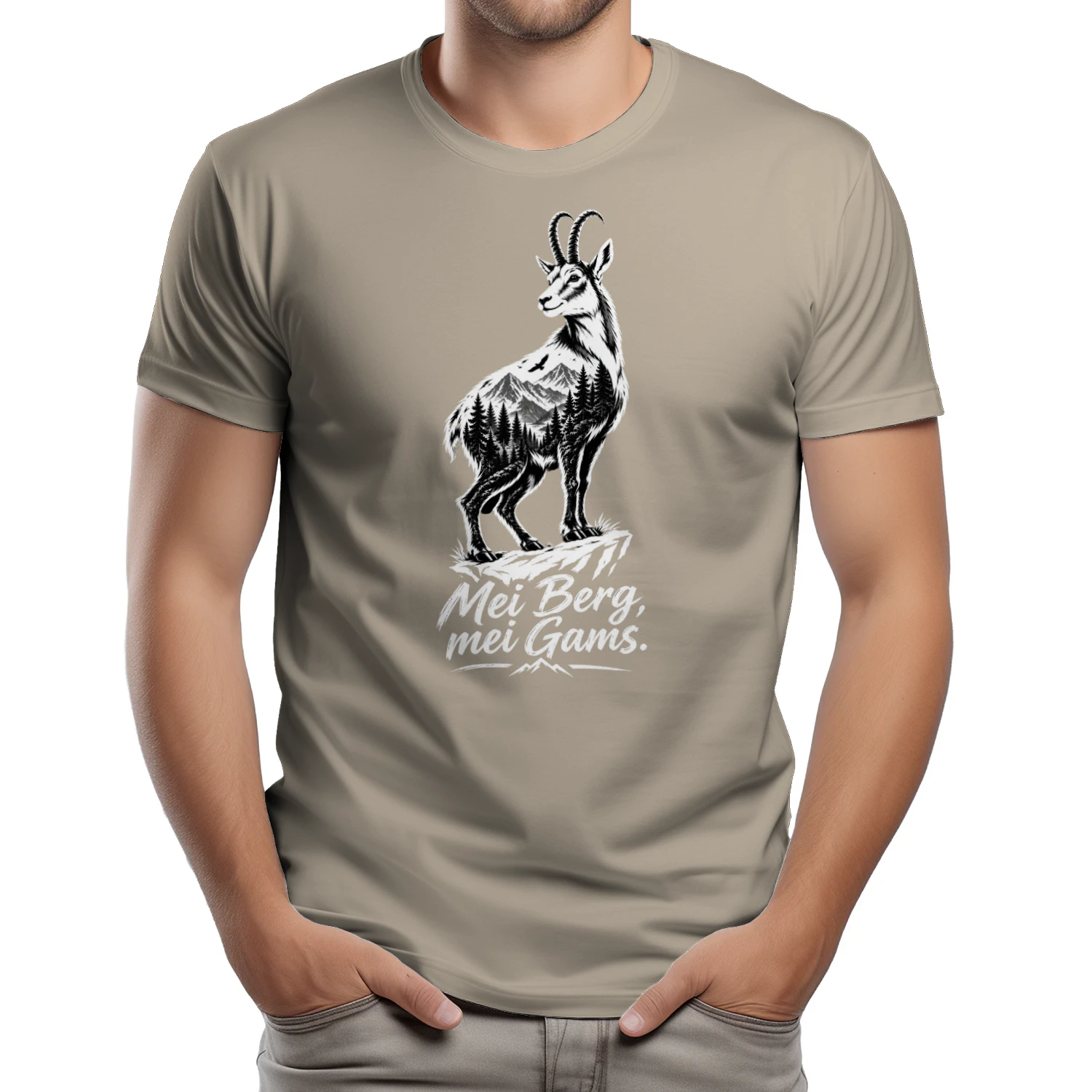 "Mei Berg, mei Gams." T-Shirt – Alpen Design für echte Bergler