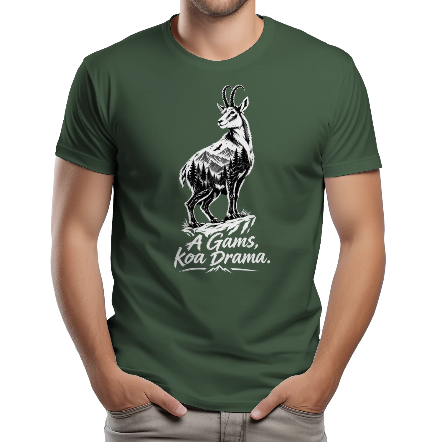 Steinbock T-Shirt "Alpenglück" – Freigestelltes Gams Design für Trachten & Outdoor Fans