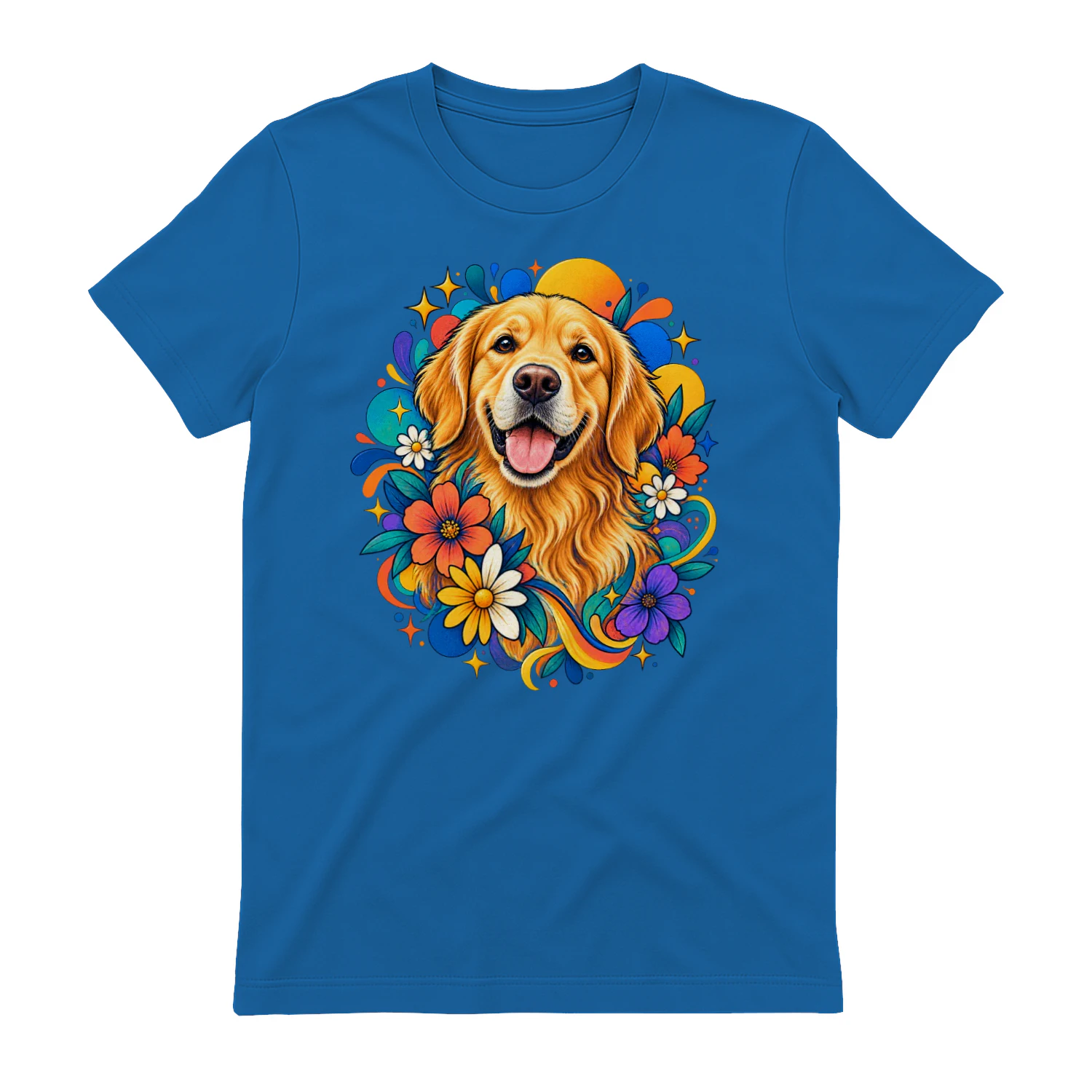 Vibrant Golden Retriever Floral Unisex T-Shirt