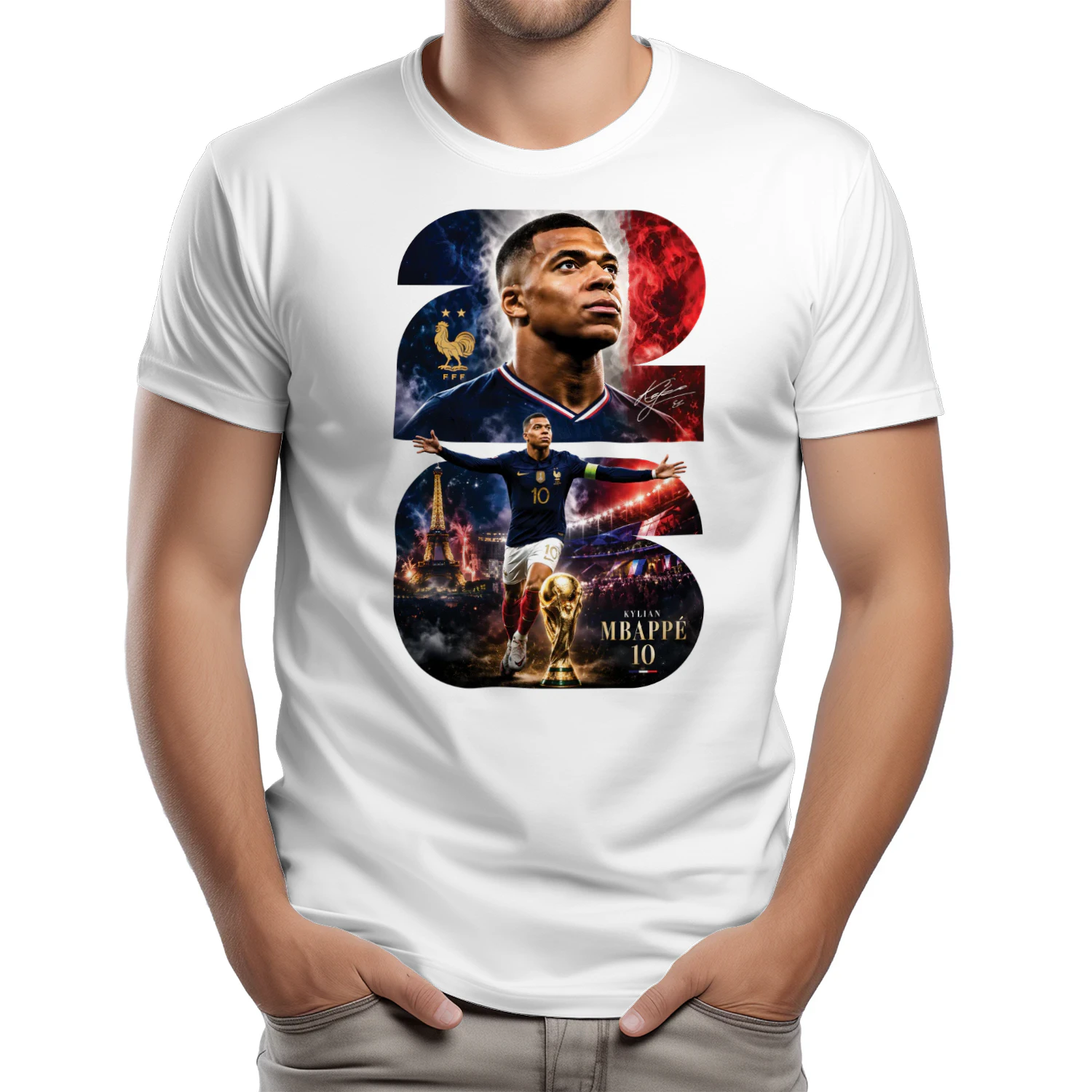 Mbappé France World Cup Shirt, Mbappé Soccer T-Shirt, French Football Fan Tee, World Cup Supporter Gift, Red Blue White Graphic Tee