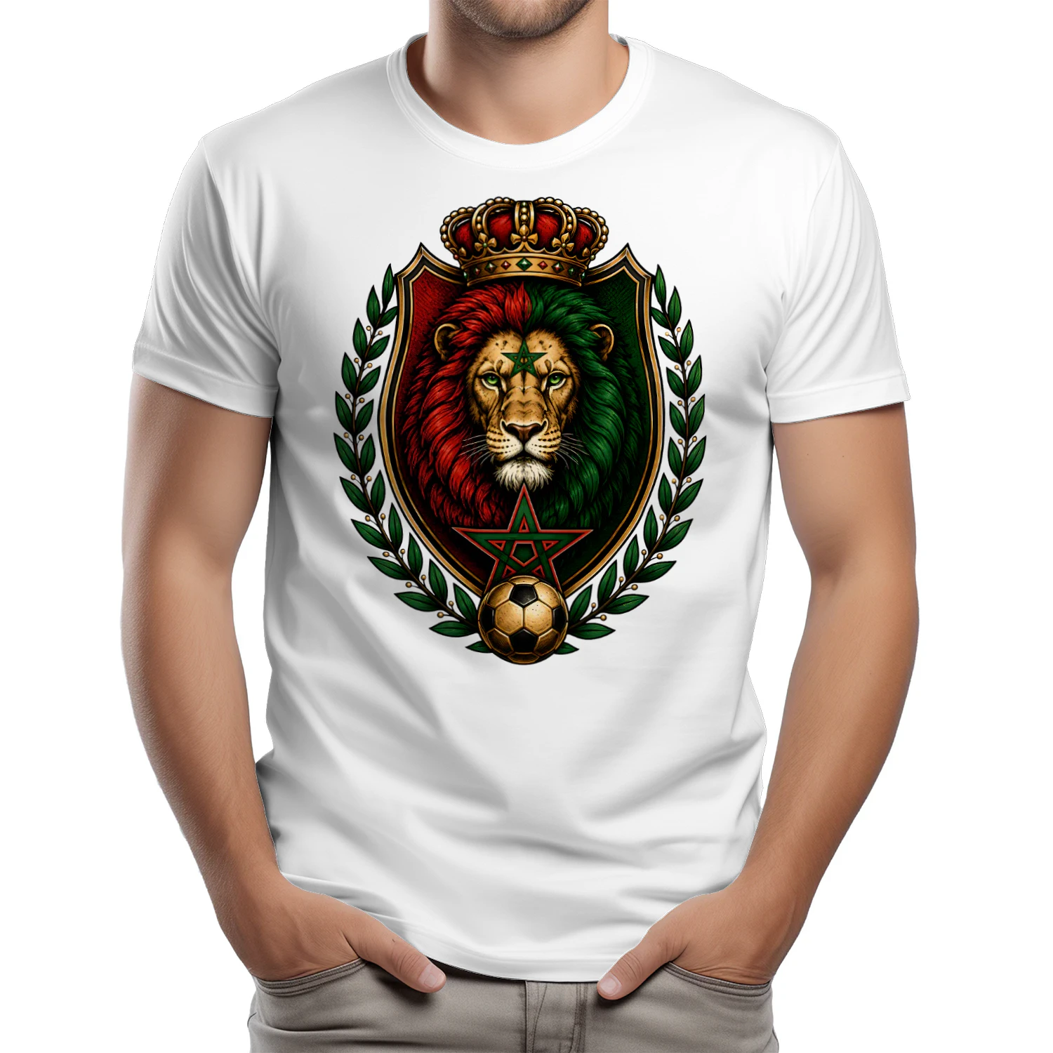 Morocco World Cup Lion Shirt, Atlas Lion Soccer T-Shirt, Moroccan Football Fan Tee, World Cup Supporter Gift, Red Green Lion Graphic Tee