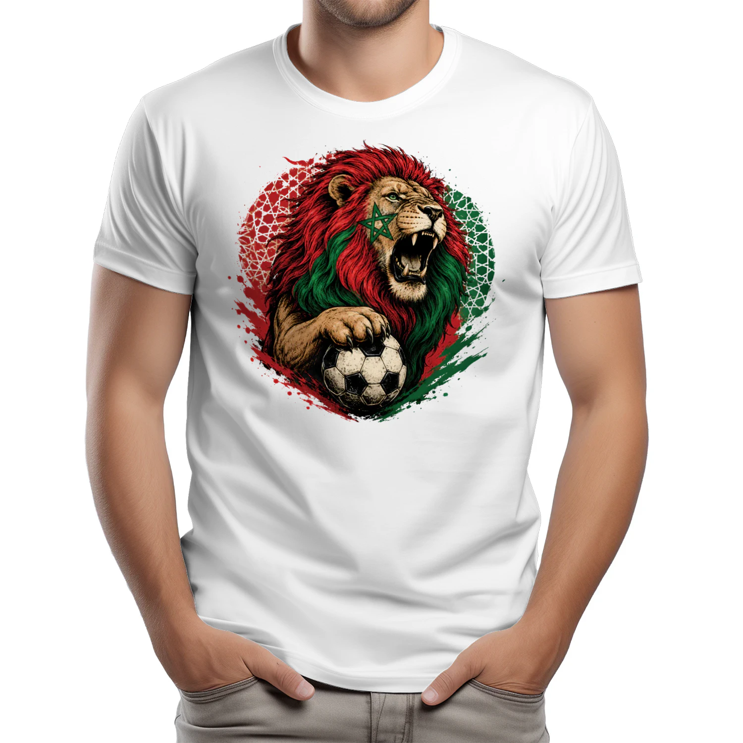 Morocco World Cup Lion Shirt, Atlas Lion Soccer T-Shirt, Moroccan Football Fan Tee, World Cup Supporter Gift, Red Green Lion Graphic Tee