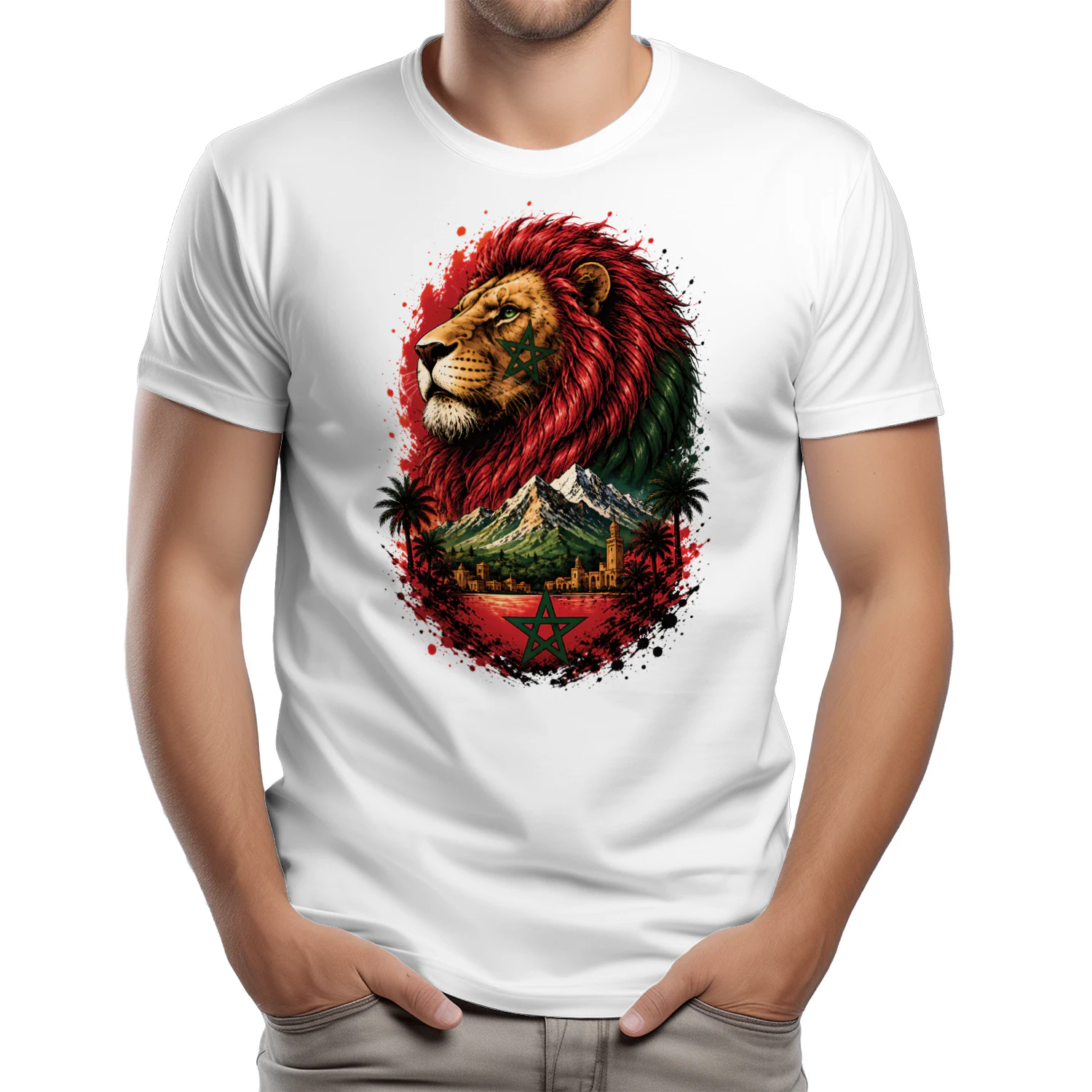 Morocco World Cup Lion Shirt, Atlas Lion Soccer T-Shirt, Moroccan Football Fan Tee, World Cup Supporter Gift, Red Green Lion Graphic Tee