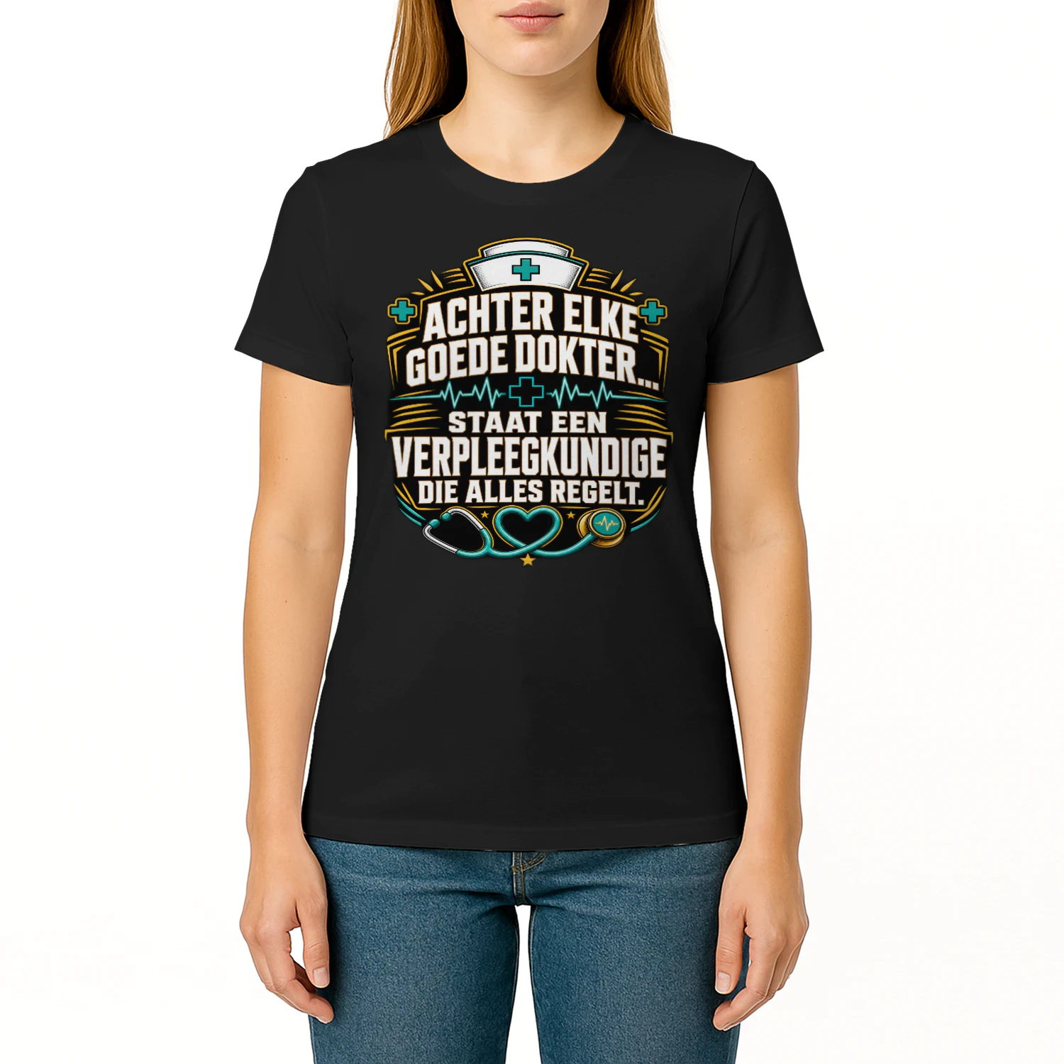 Verpleegkundige T-shirt "Achter Elke Goede Dokter" | Zorg Statement Shirt