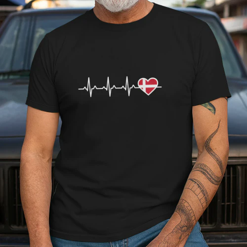 Denmark Flag Heartbeat shirt
