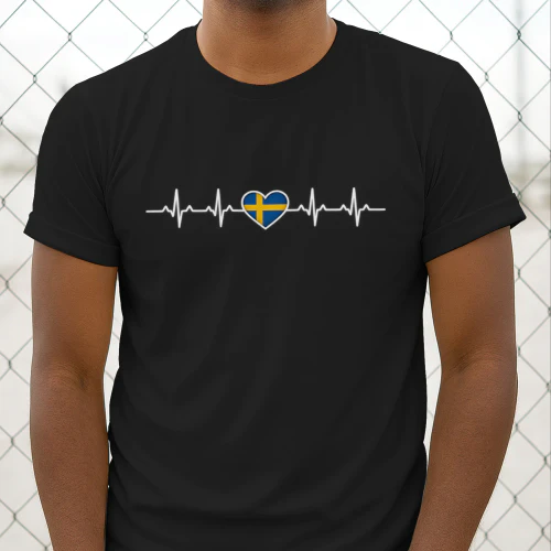 Sweden Flag Heartbeat T-Shirt