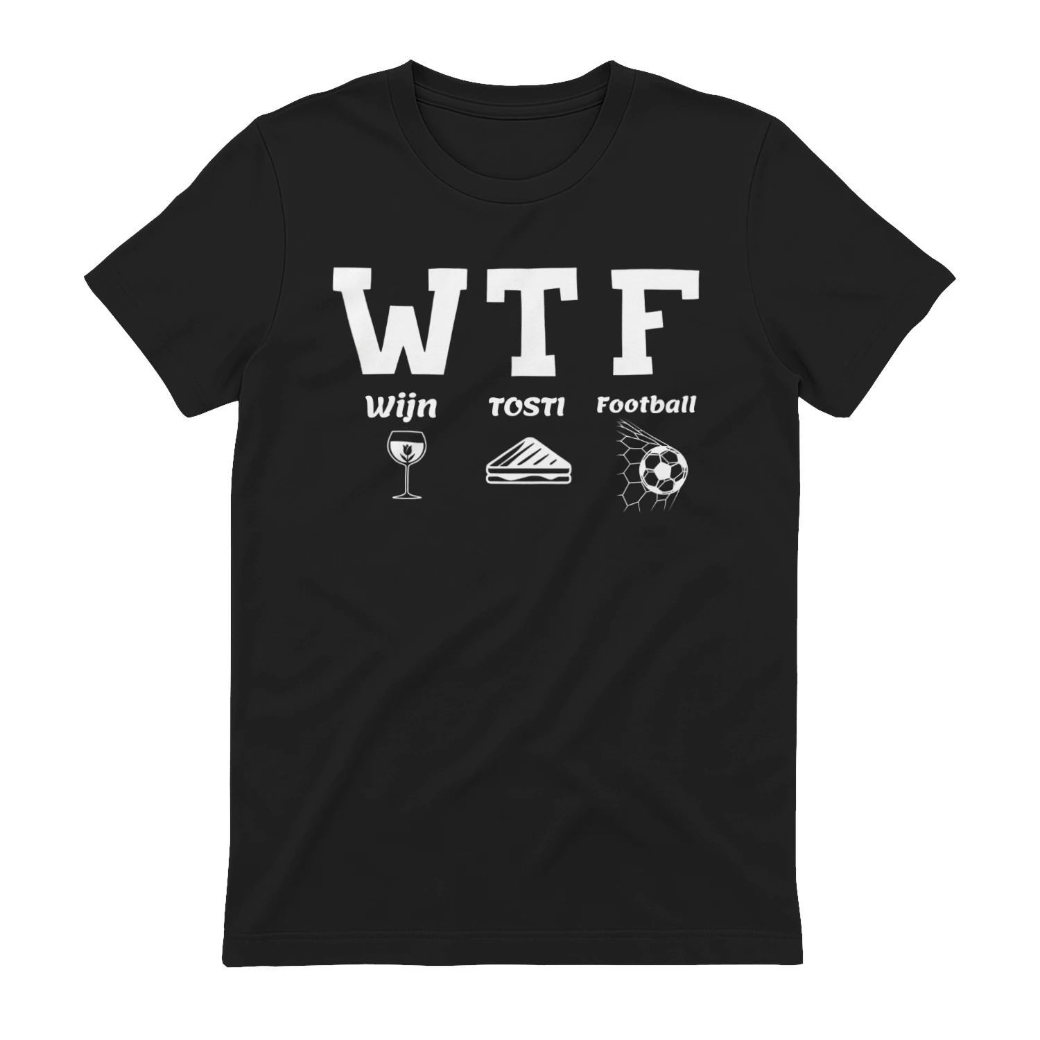 WTF Wijn Tosti Football T-shirt – Grappig Nederlands Lifestyle Shirt