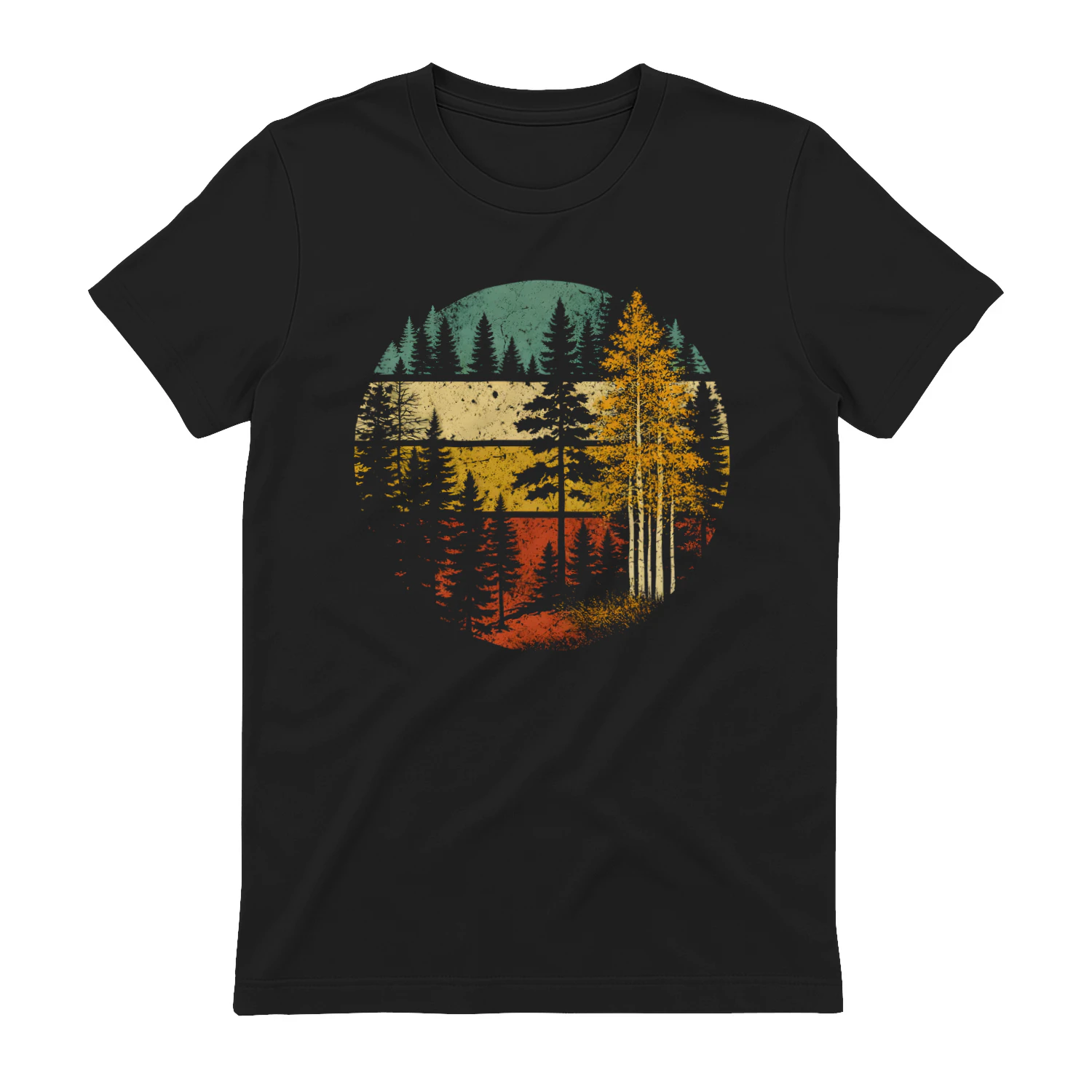 Vintage Bos Zonsondergang T-shirt