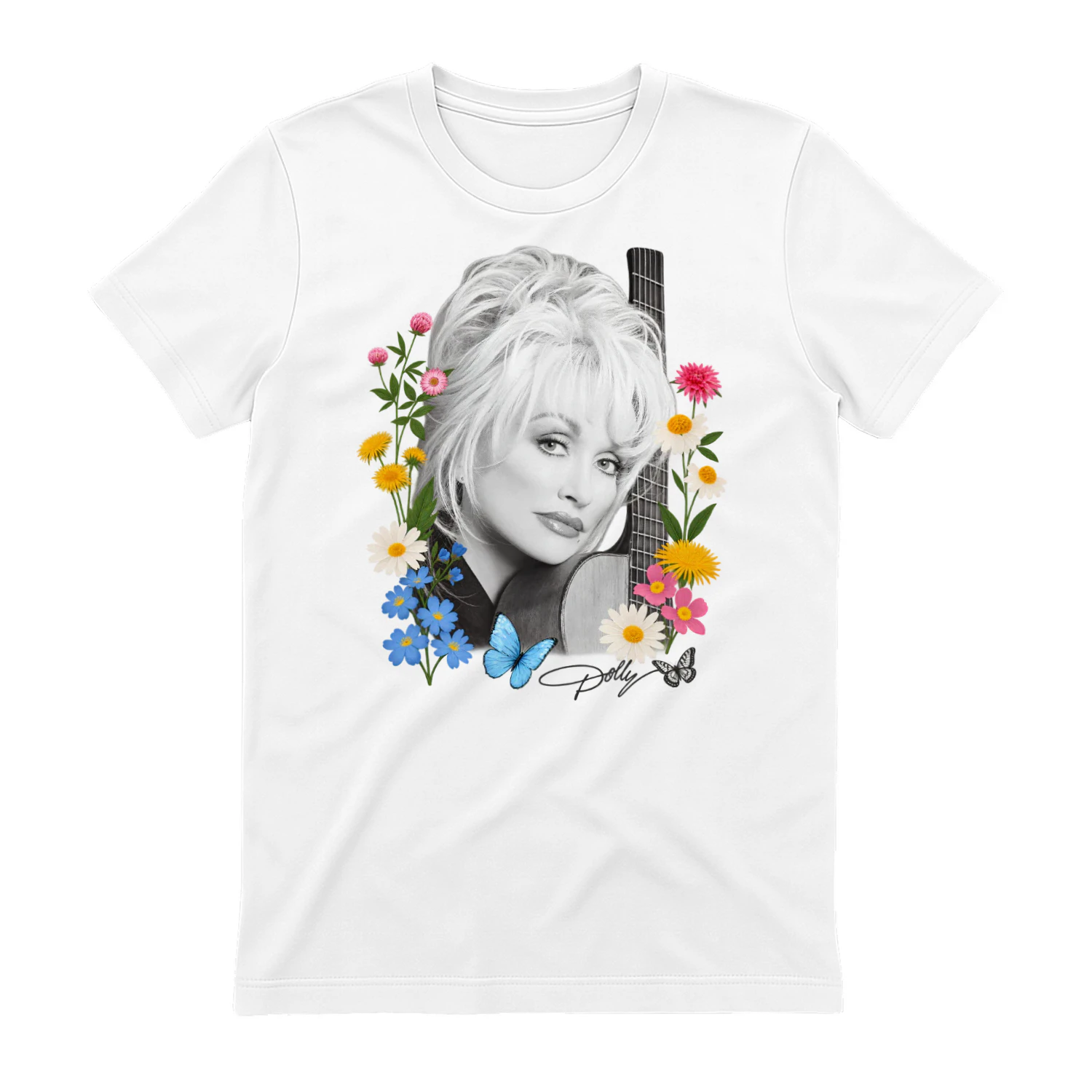 Dolly Parton Flowers and Butterflies Signature Portrait
