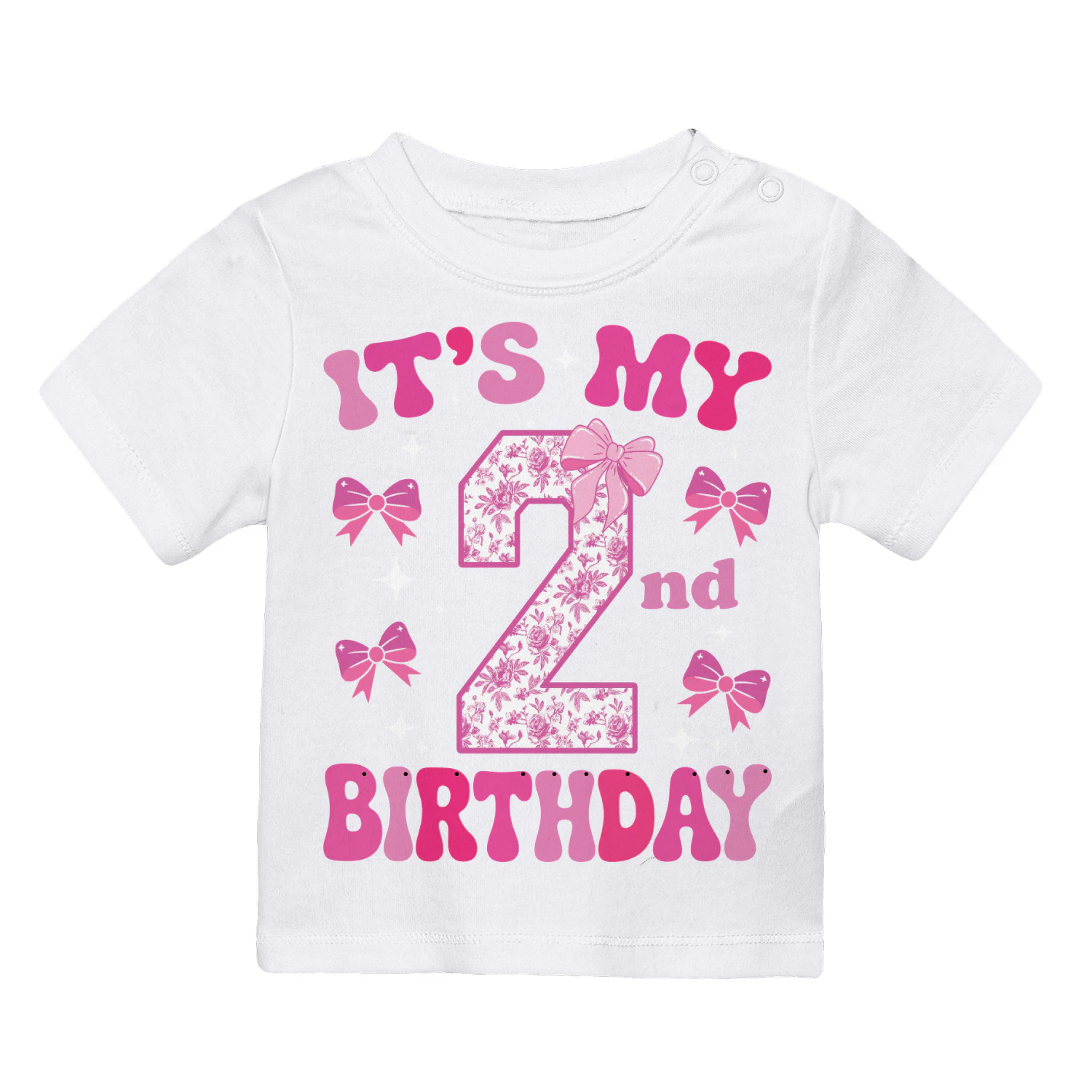 It's My 2nd Birthday - Coquette Floral Pink Bow Milestone Birthday Apparel