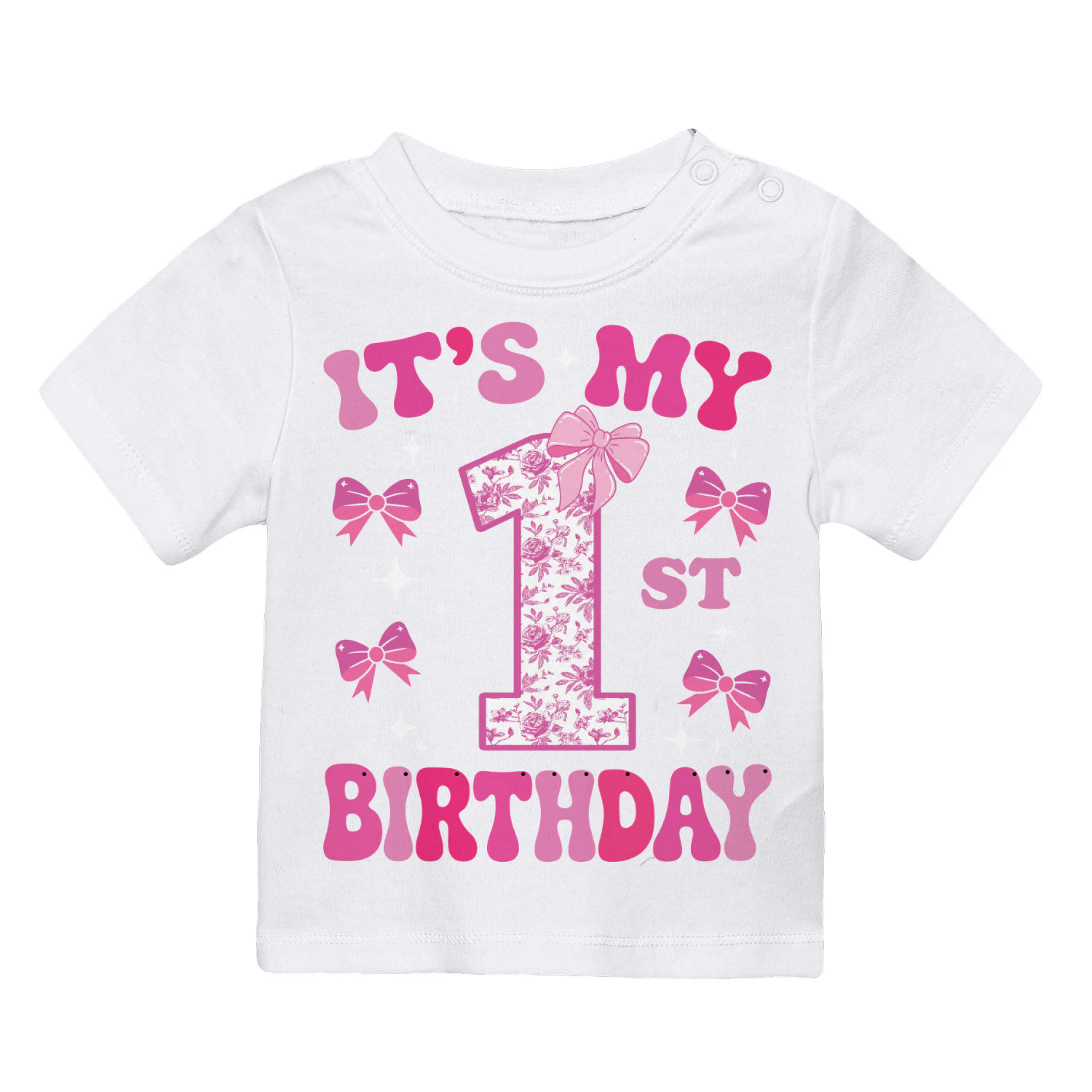 It's My 1st Birthday - Coquette Floral Pink Bow Milestone Birthday Apparel
