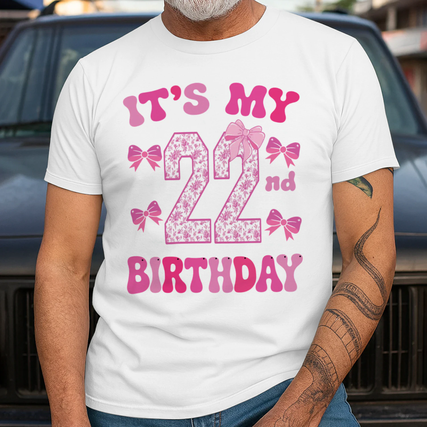 It's My 22nd Birthday - Coquette Floral Pink Bow Milestone Birthday Apparel