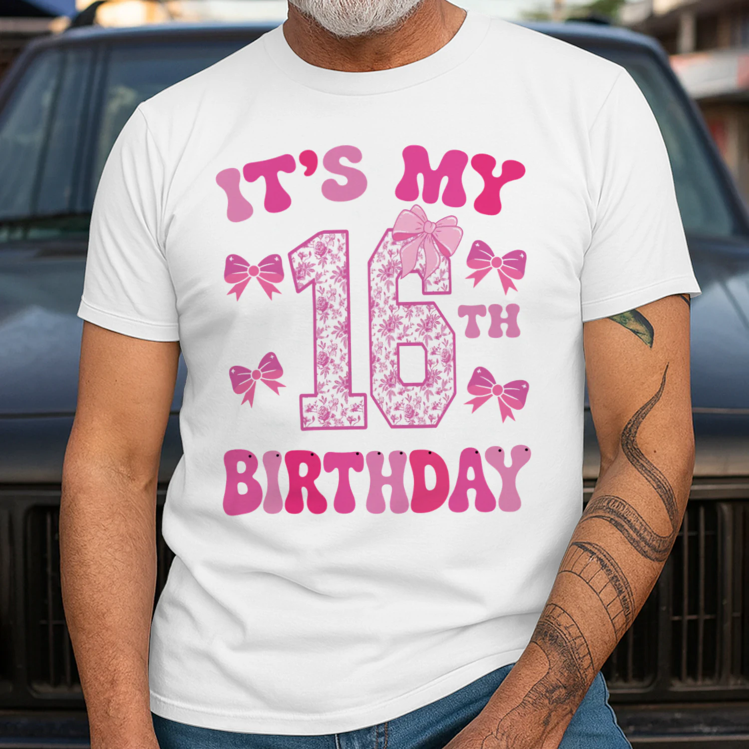 It's My 16th Birthday - Coquette Floral Pink Bow Milestone Birthday Apparel