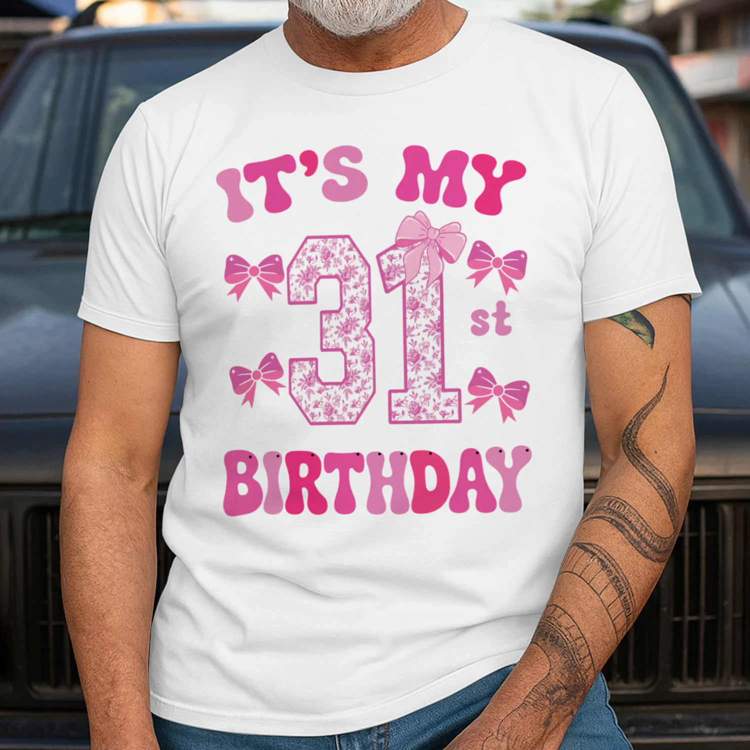 It's My 31st Birthday - Coquette Floral Pink Bow Milestone Birthday Apparel