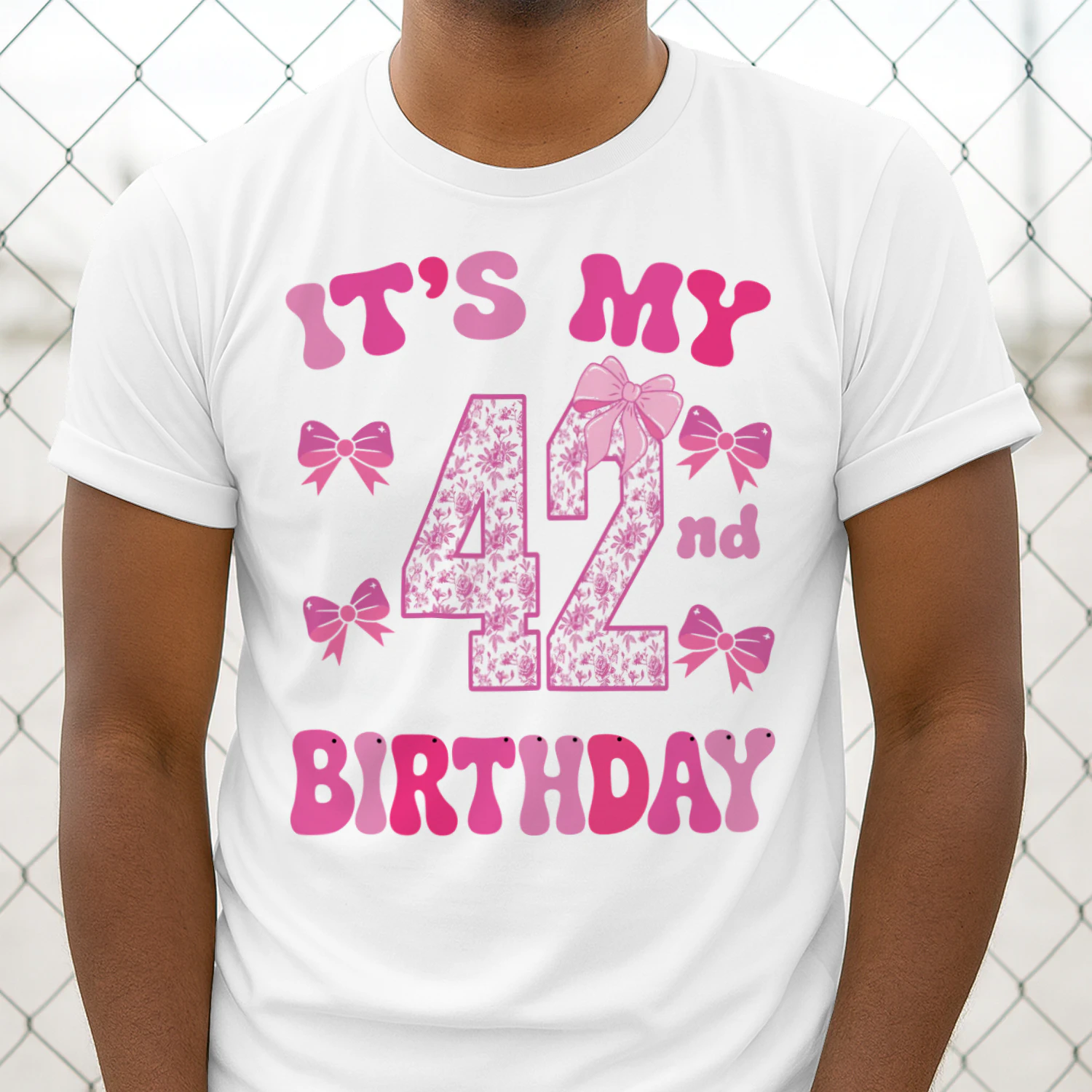 It's My 42nd Birthday - Coquette Floral Pink Bow Milestone Birthday Apparel