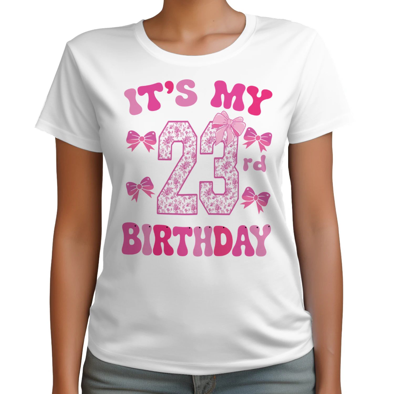 It's My 23rd Birthday - Coquette Floral Pink Bow Milestone Birthday Apparel
