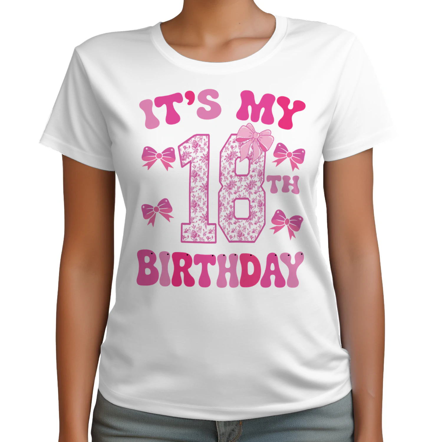 It's My 18th Birthday - Coquette Floral Pink Bow Milestone Birthday Apparel