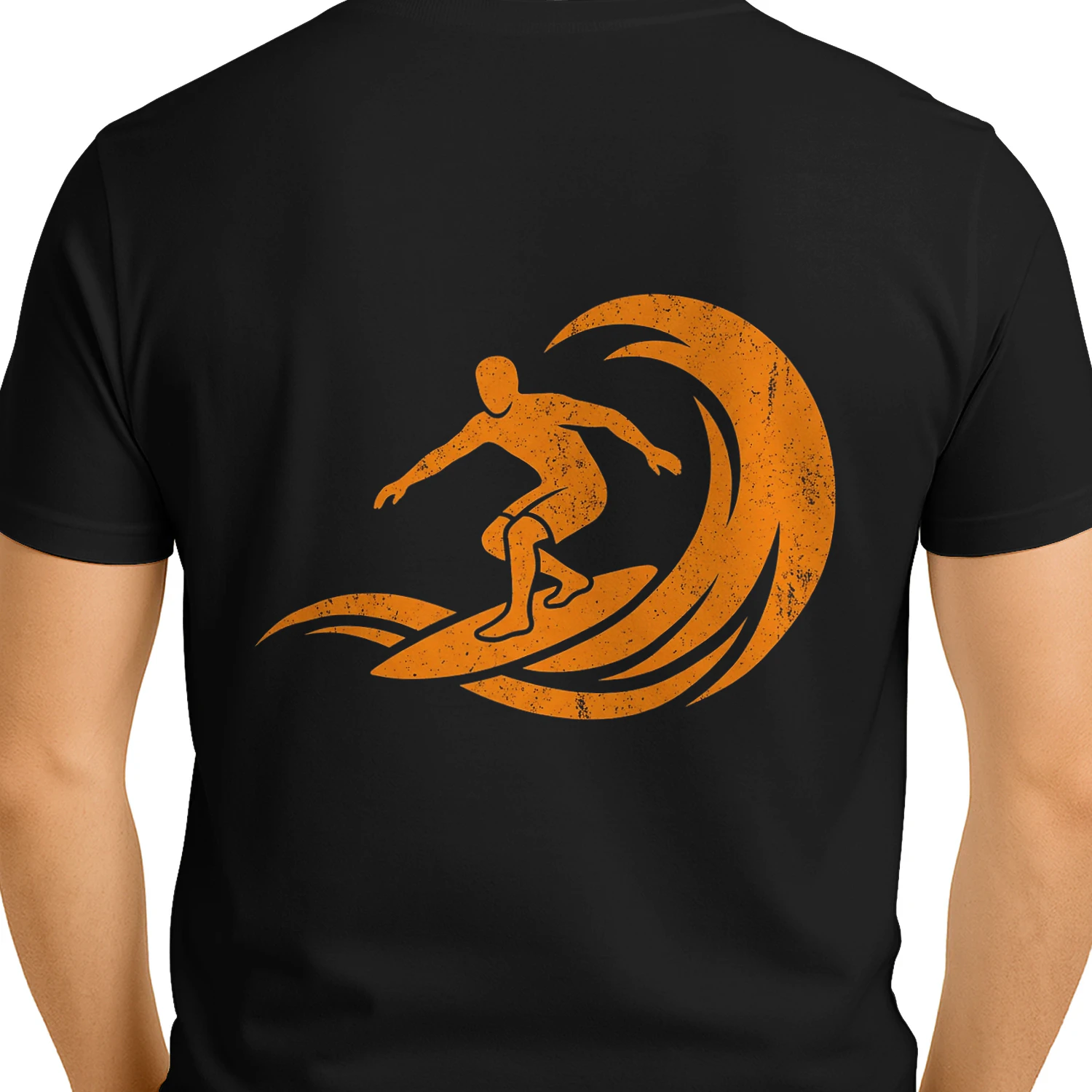 Surfing Art Distressed Surfer Silhouette Surfing Lovers T-Shirt