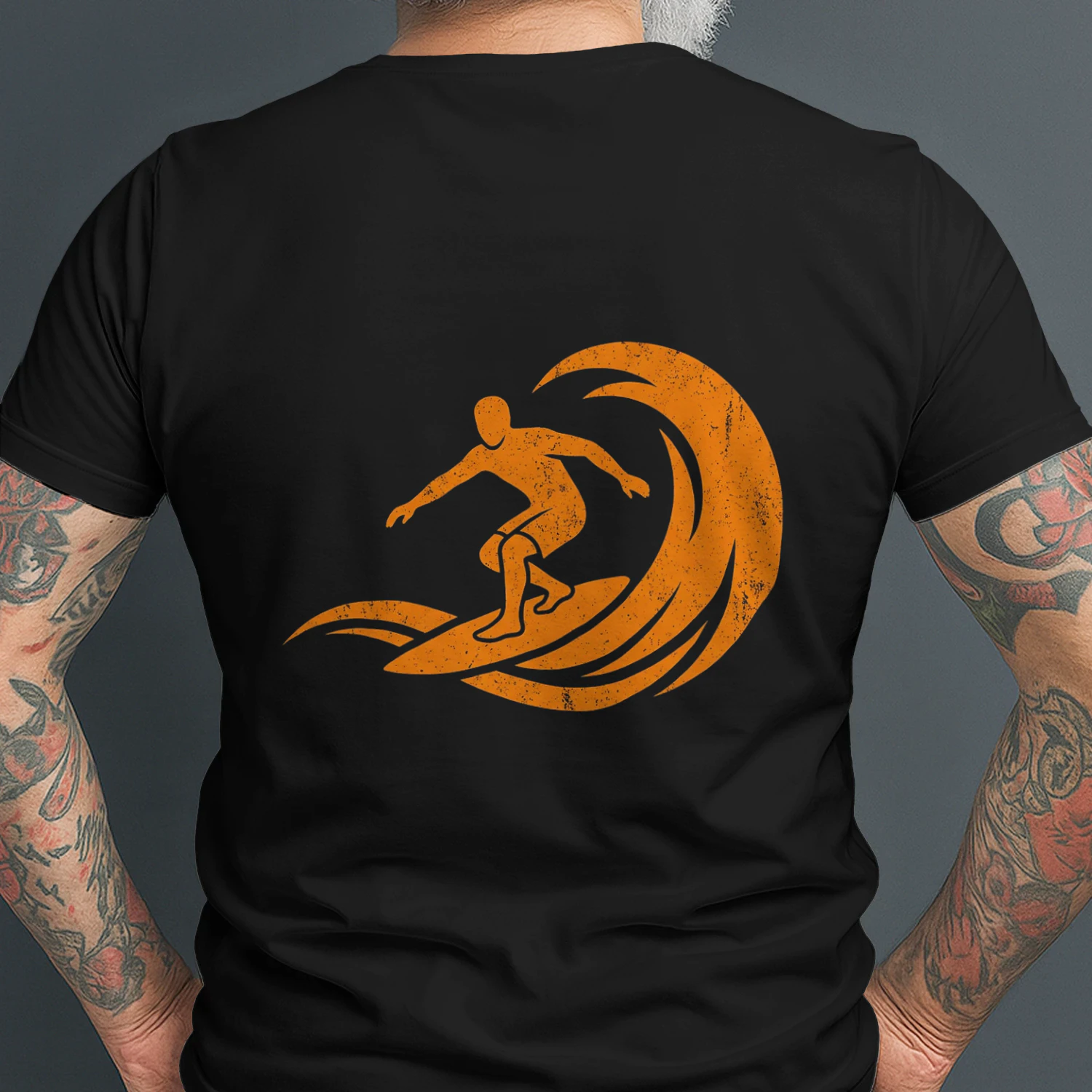 Surfing Art Distressed Surfer Silhouette Surfing Lovers T-Shirt
