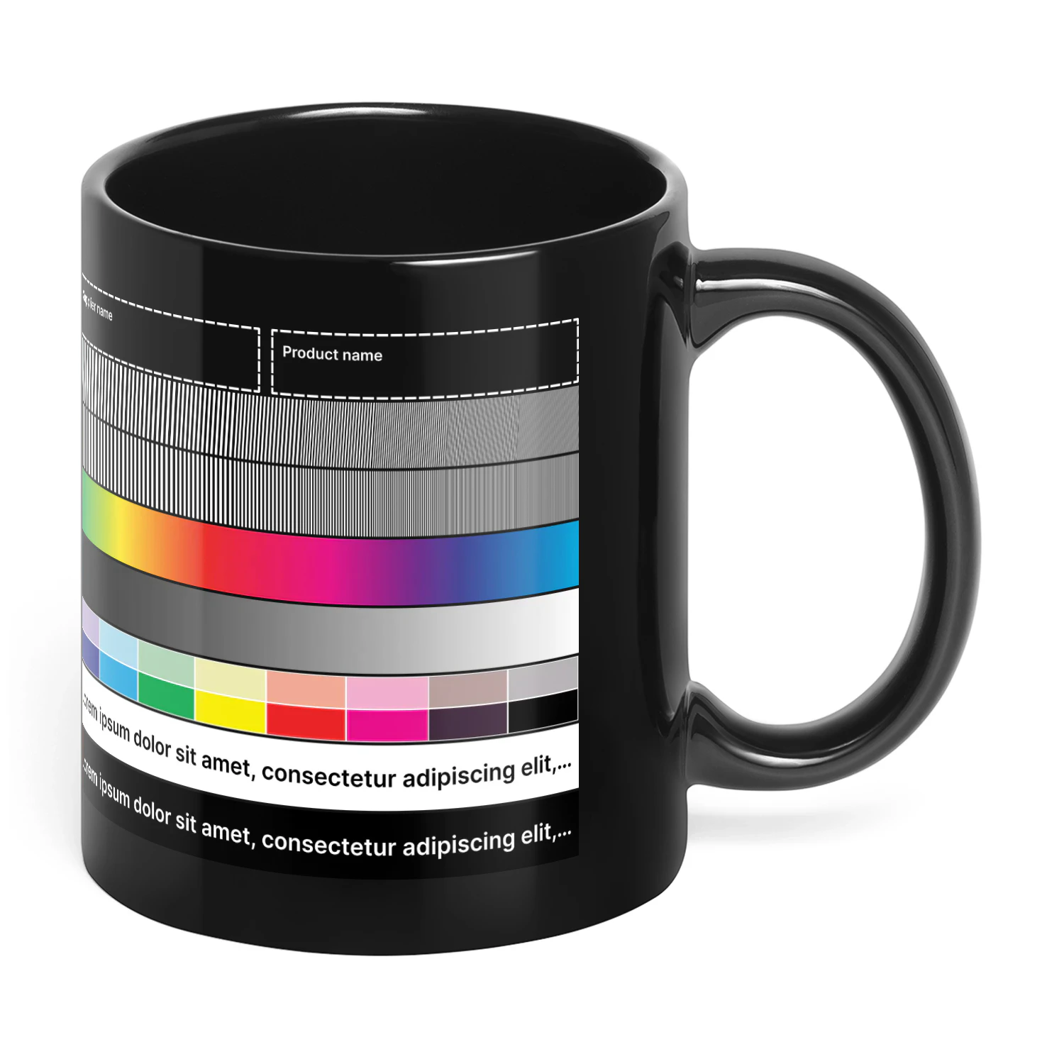 Textildruck Black Mug Test Print