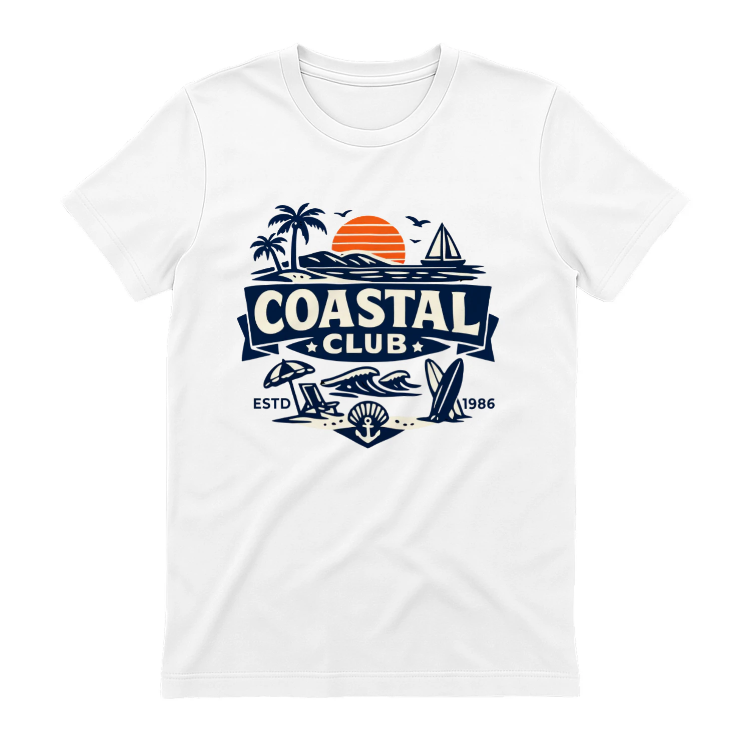 Coastal Club Vintage Beach Graphic T-Shirt | Unisex Summer Cotton Tee 