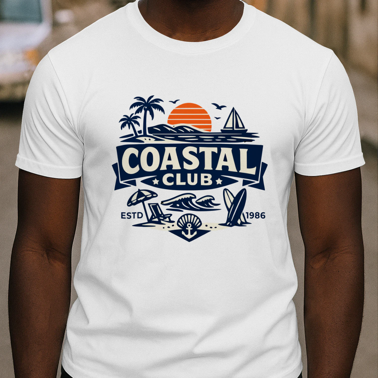 Coastal Club Vintage Beach Graphic T-Shirt | Unisex Summer Cotton Tee 