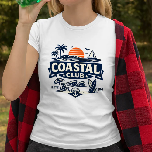 Coastal Club Vintage Beach Graphic T-Shirt | Unisex Summer Cotton Tee